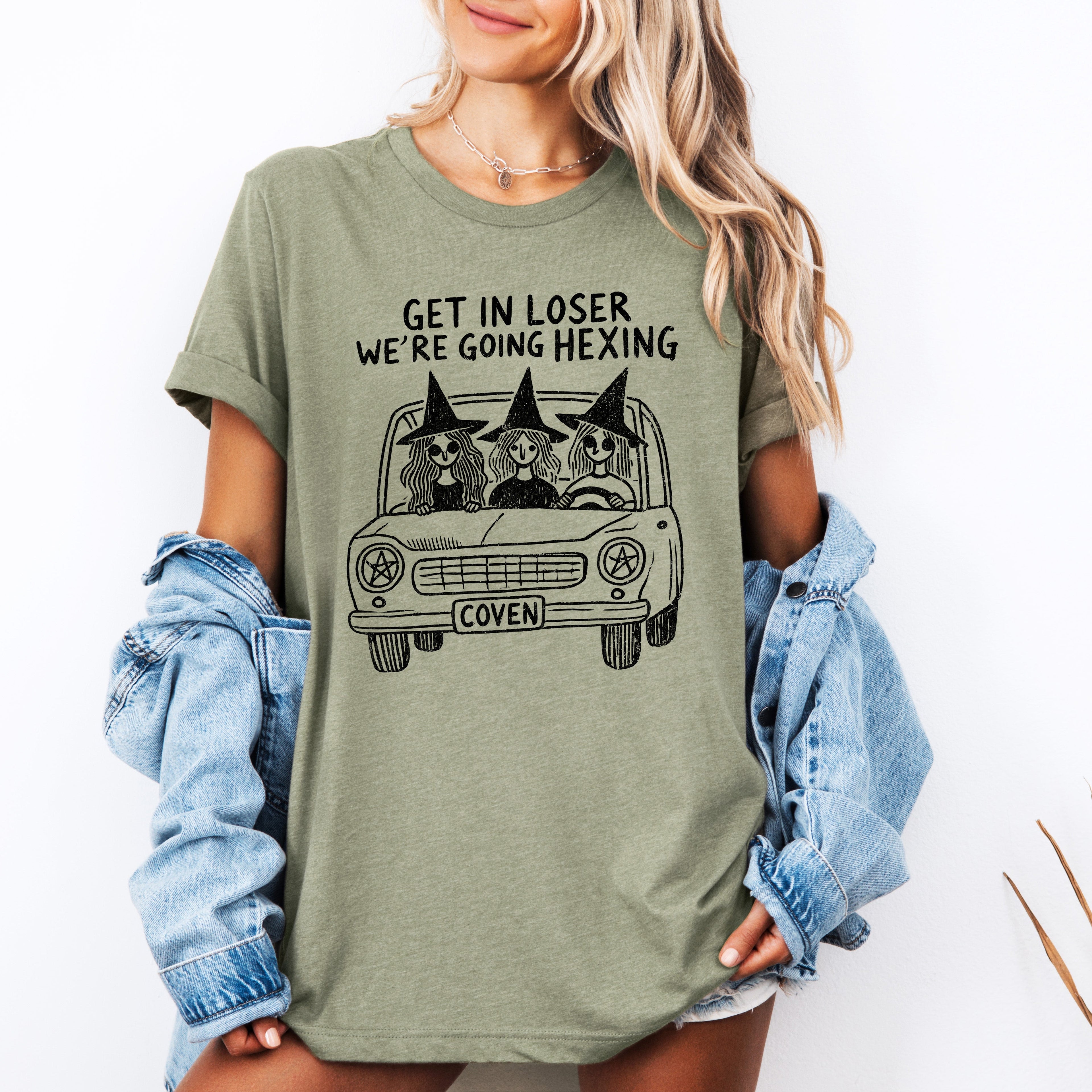 Get In Loser, We're Going Hexing Witches Halloween Coven Spooky Edition Graphic Tee