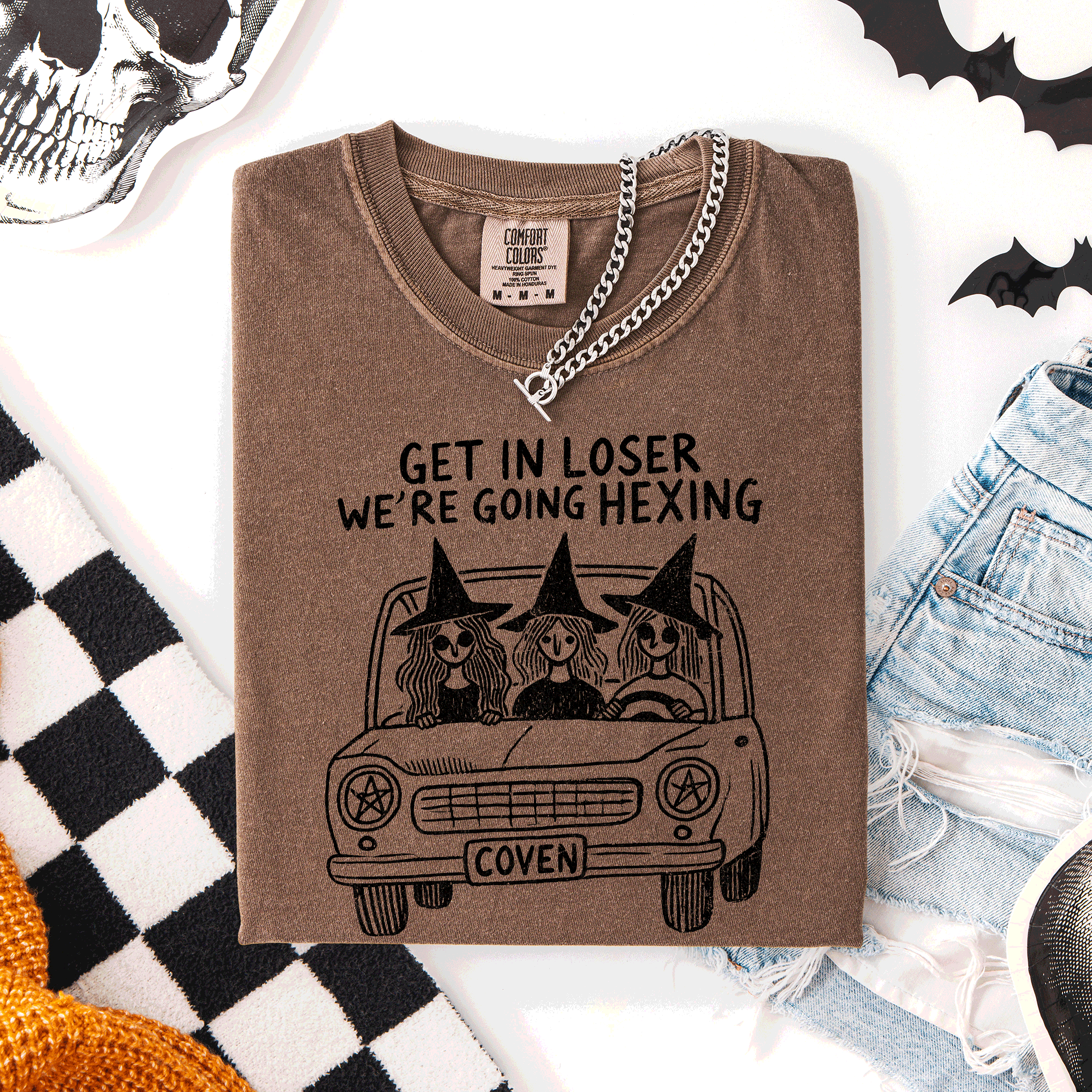 Get In Loser, We're Going Hexing Witch Coven Halloween Night Edition Comfort Colors Tee