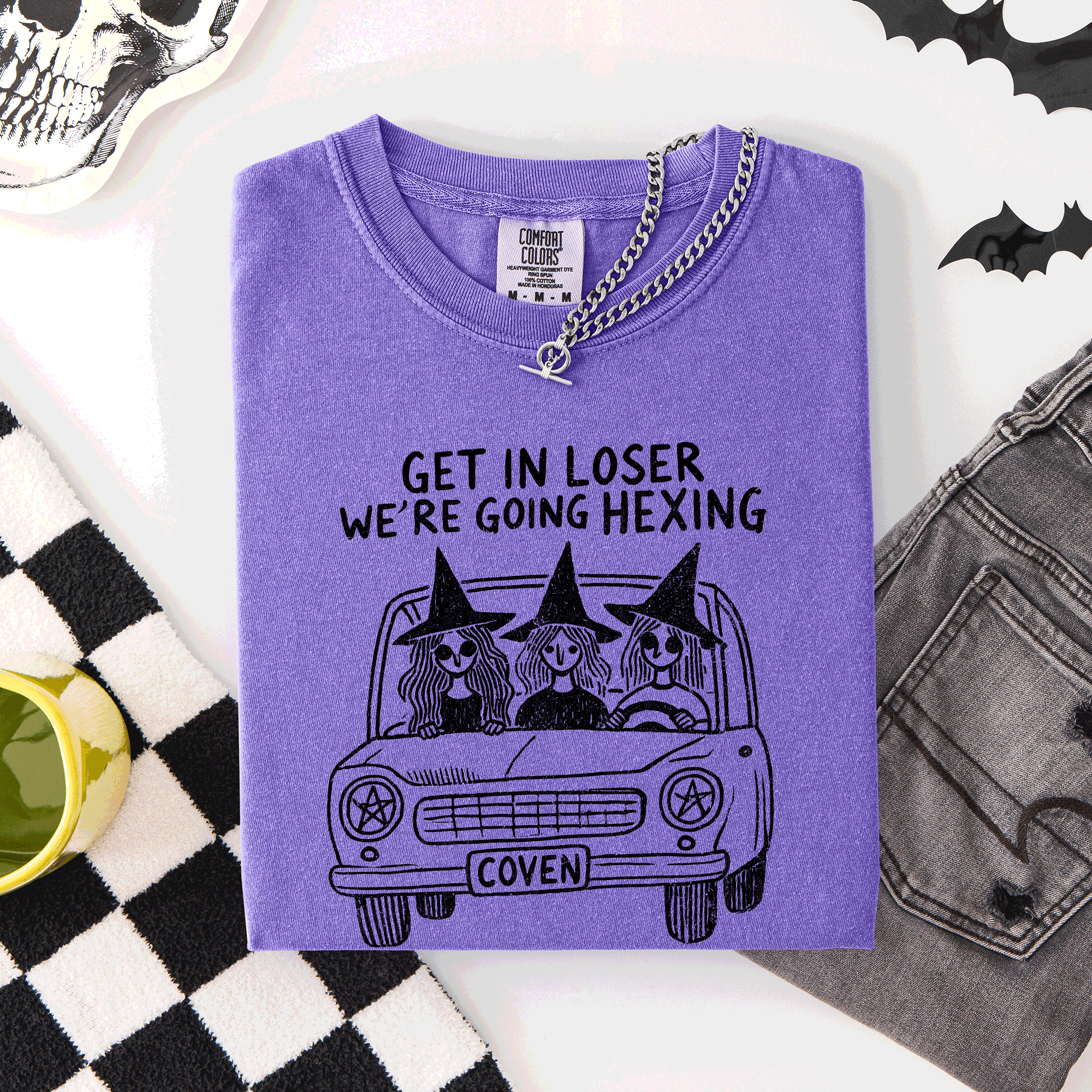 Get In Loser, We're Going Hexing Witch Coven Halloween Night Edition Comfort Colors Tee