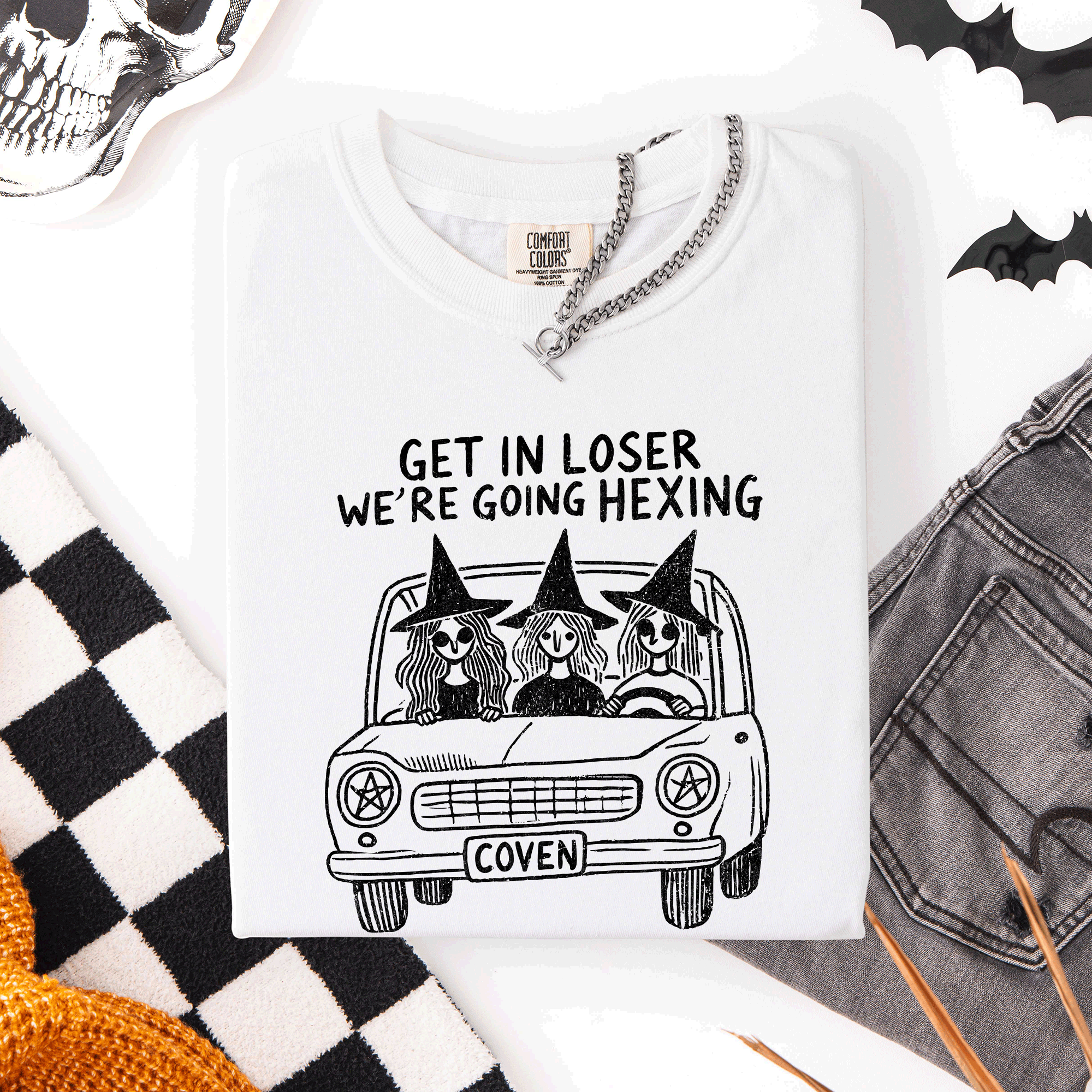 Get In Loser, We're Going Hexing Witch Coven Halloween Night Edition Comfort Colors Tee
