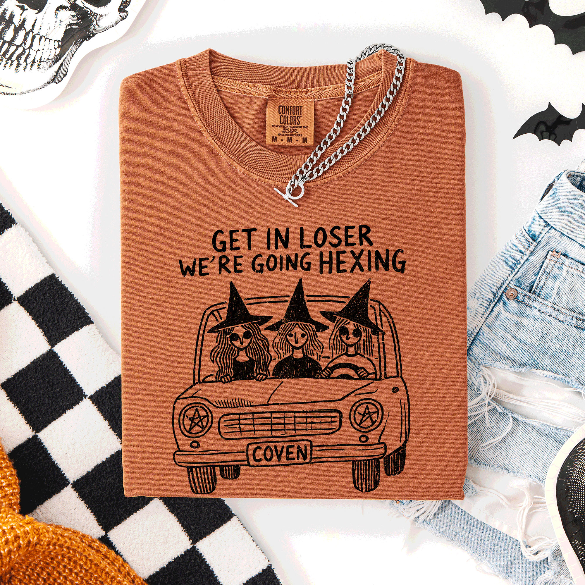 Get In Loser, We're Going Hexing Witch Coven Halloween Night Edition Comfort Colors Tee