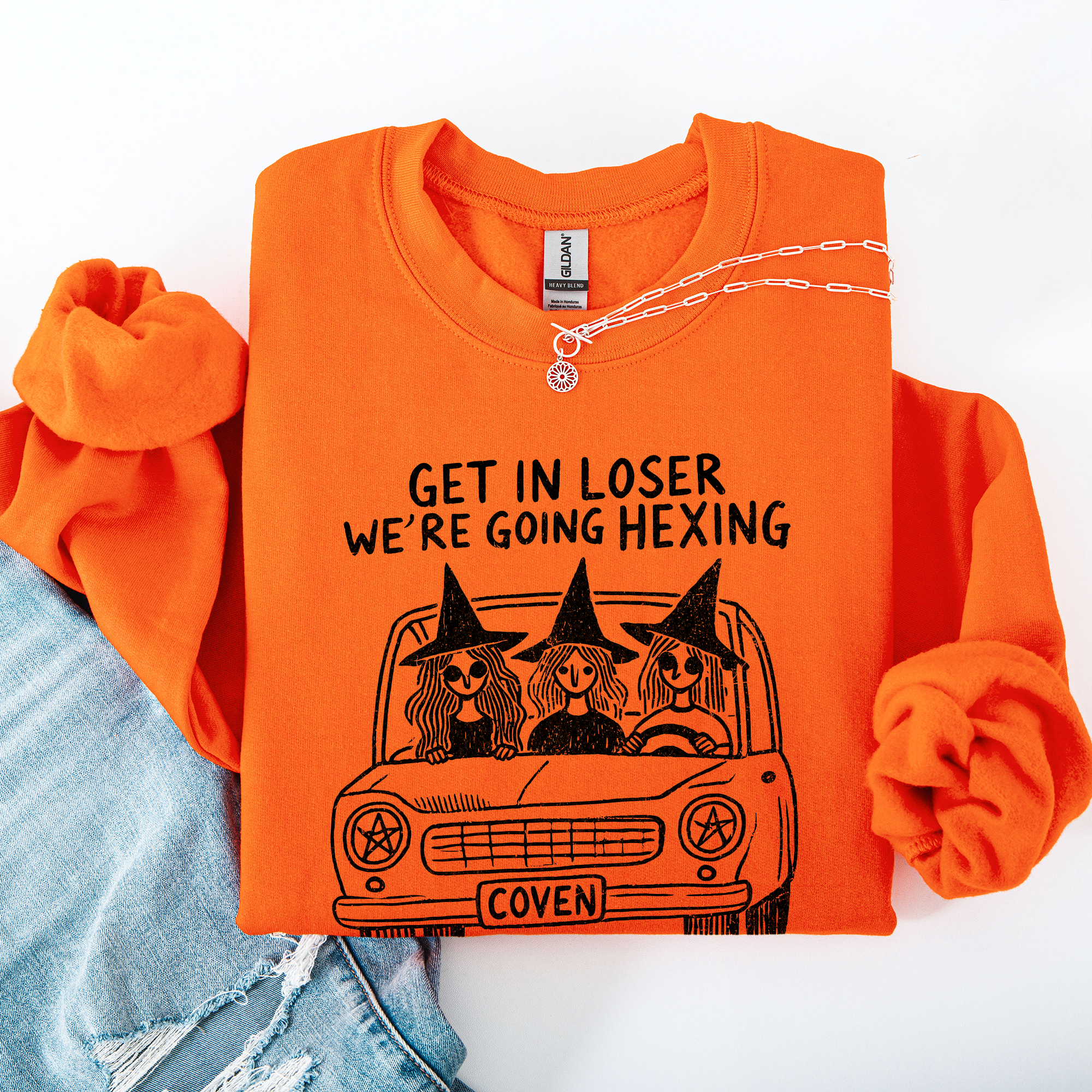 Get In Loser, We're Going Hexing Witch Coven Halloween Cozy Gothic Charm Sweatshirt