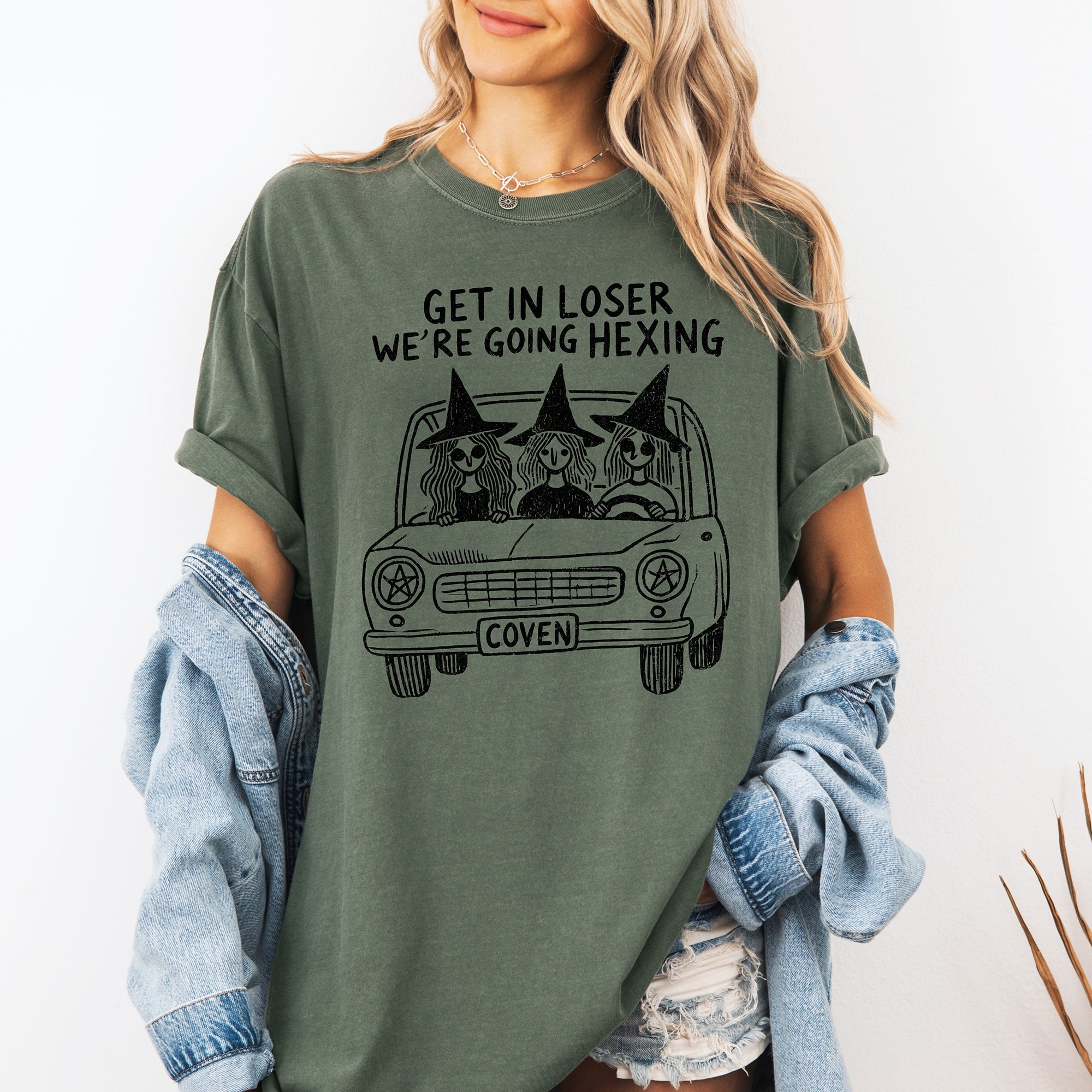 Get In Loser, We're Going Hexing Witch Coven Halloween Night Edition Comfort Colors Tee