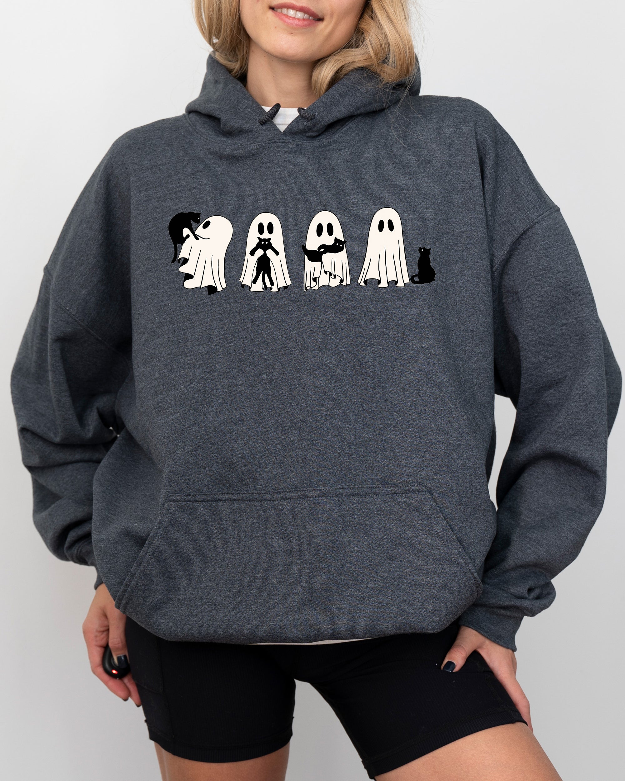 Ghost Cats Halloween Witch Skeleton Trick Or Treat Adorable Edition Hooded Sweatshirt