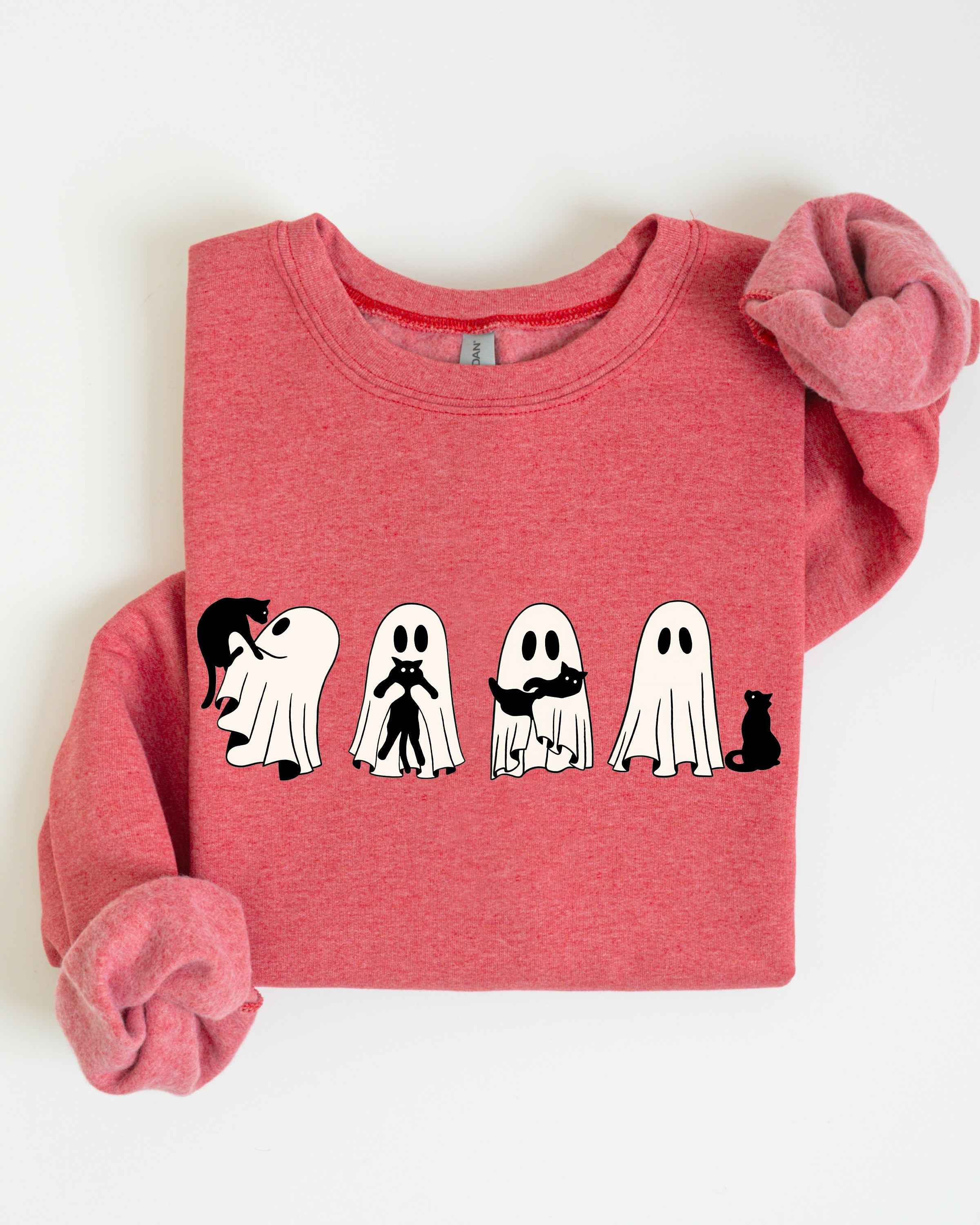 Ghost Cats Trick Or Treat Halloween Witch Skeleton Festive Cozy Print Sweatshirt