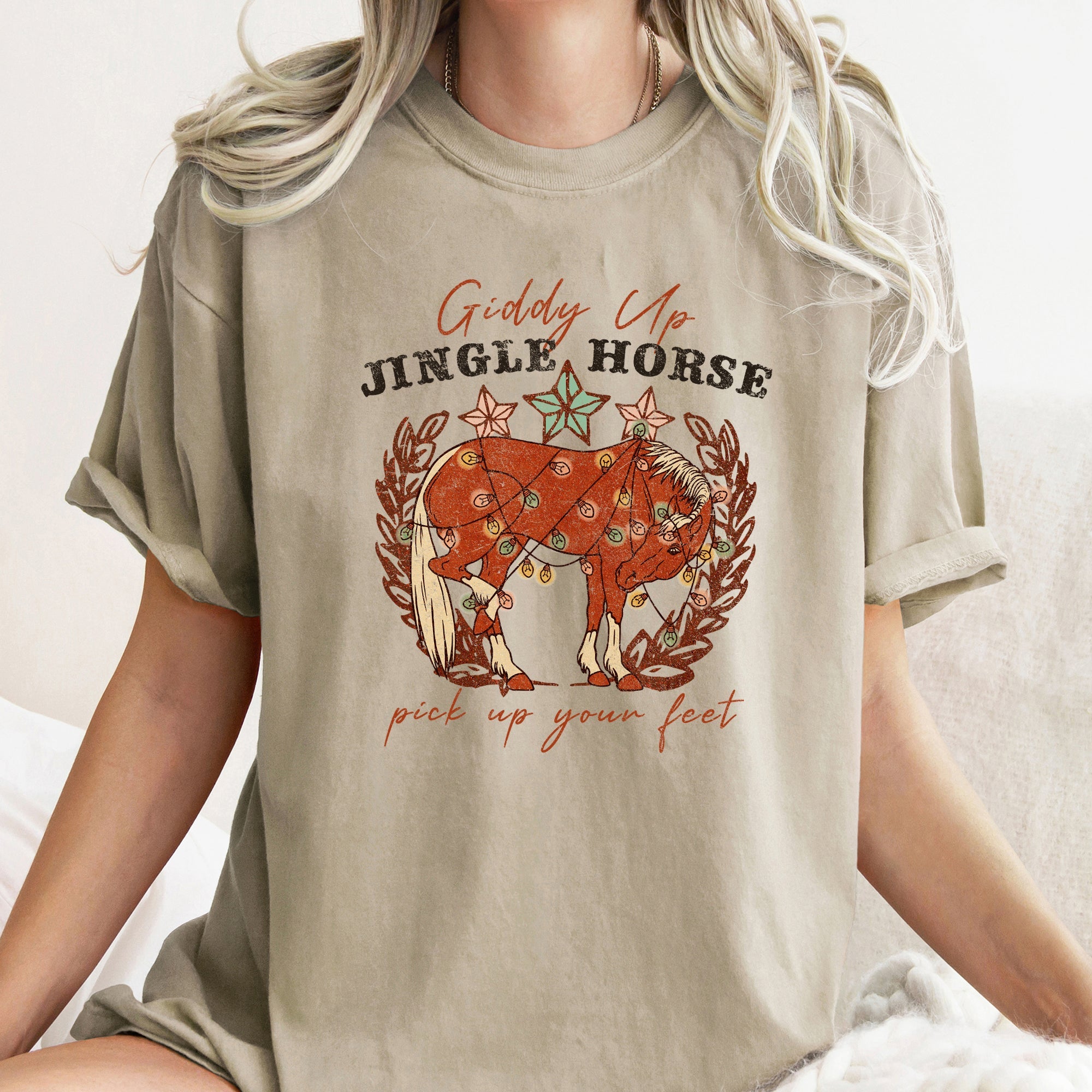 Giddy Up Jingle Horse Rocking Around Christmas Carol Holiday Classic Comfort Colors Tee