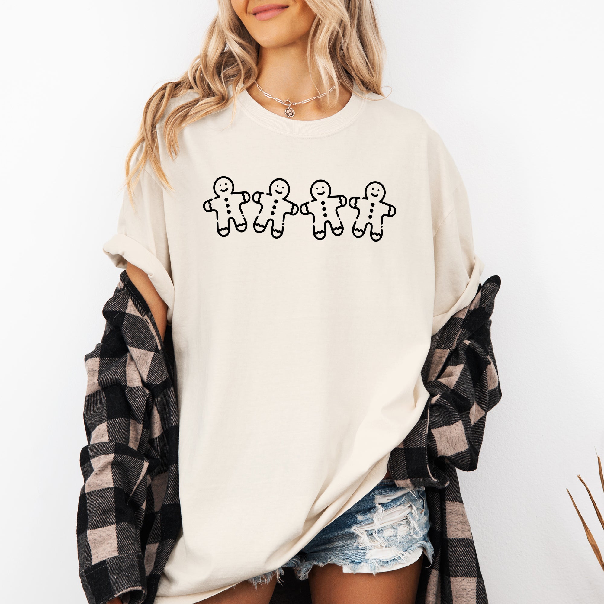 Gingerbread Men Christmas Santa Vintage Cozy Winter Cookie Cutouts Comfort Colors Tee