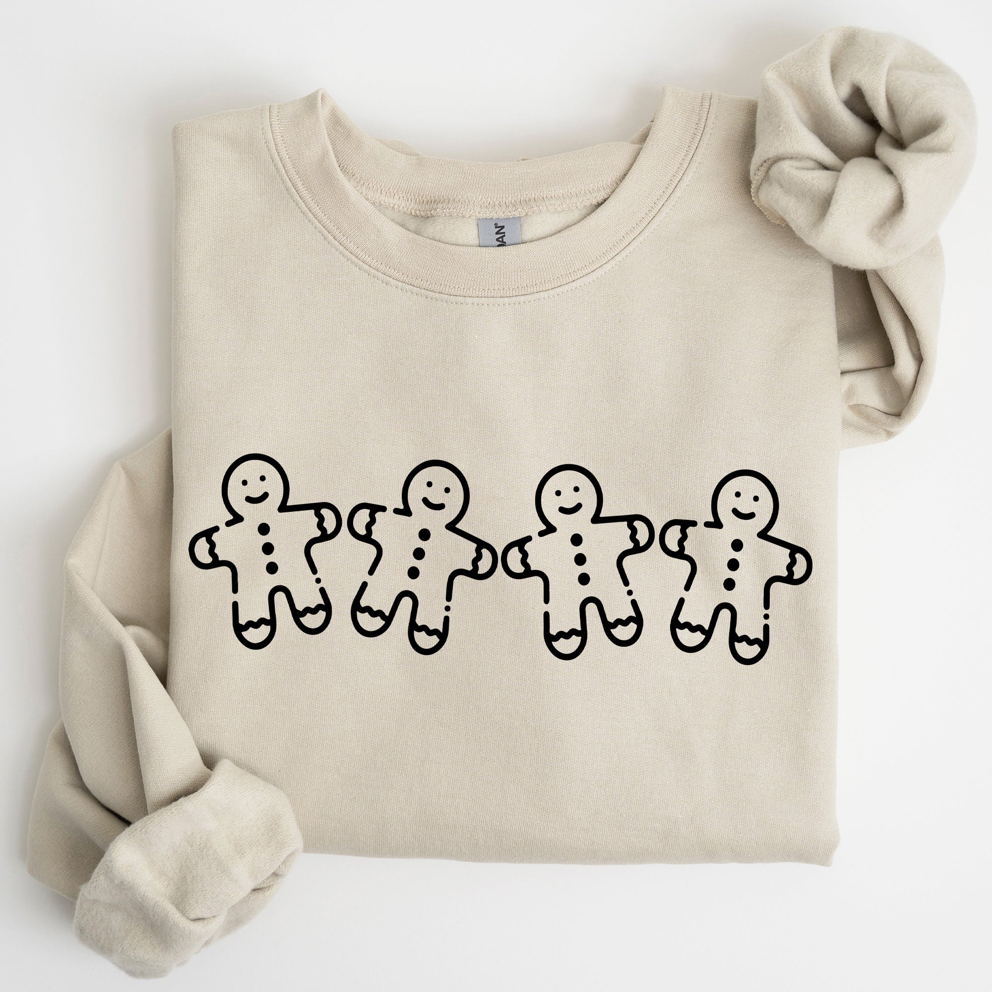 Gingerbread Men Christmas Classic Traditional Winter Santa Cozy Premium Cotton Blend Sweatshirt