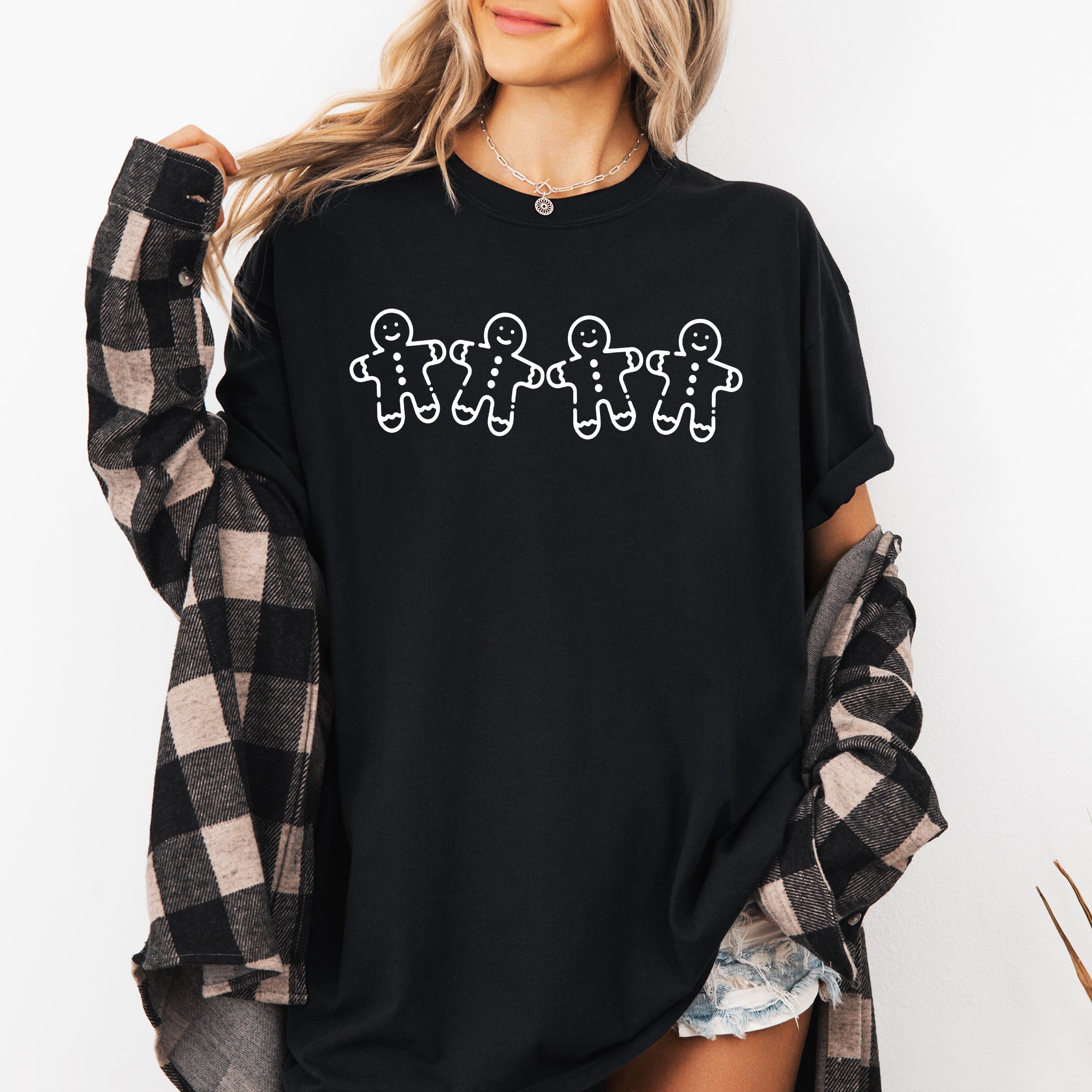 Gingerbread Men Christmas Santa Vintage Cozy Winter Cookie Cutouts Comfort Colors Tee