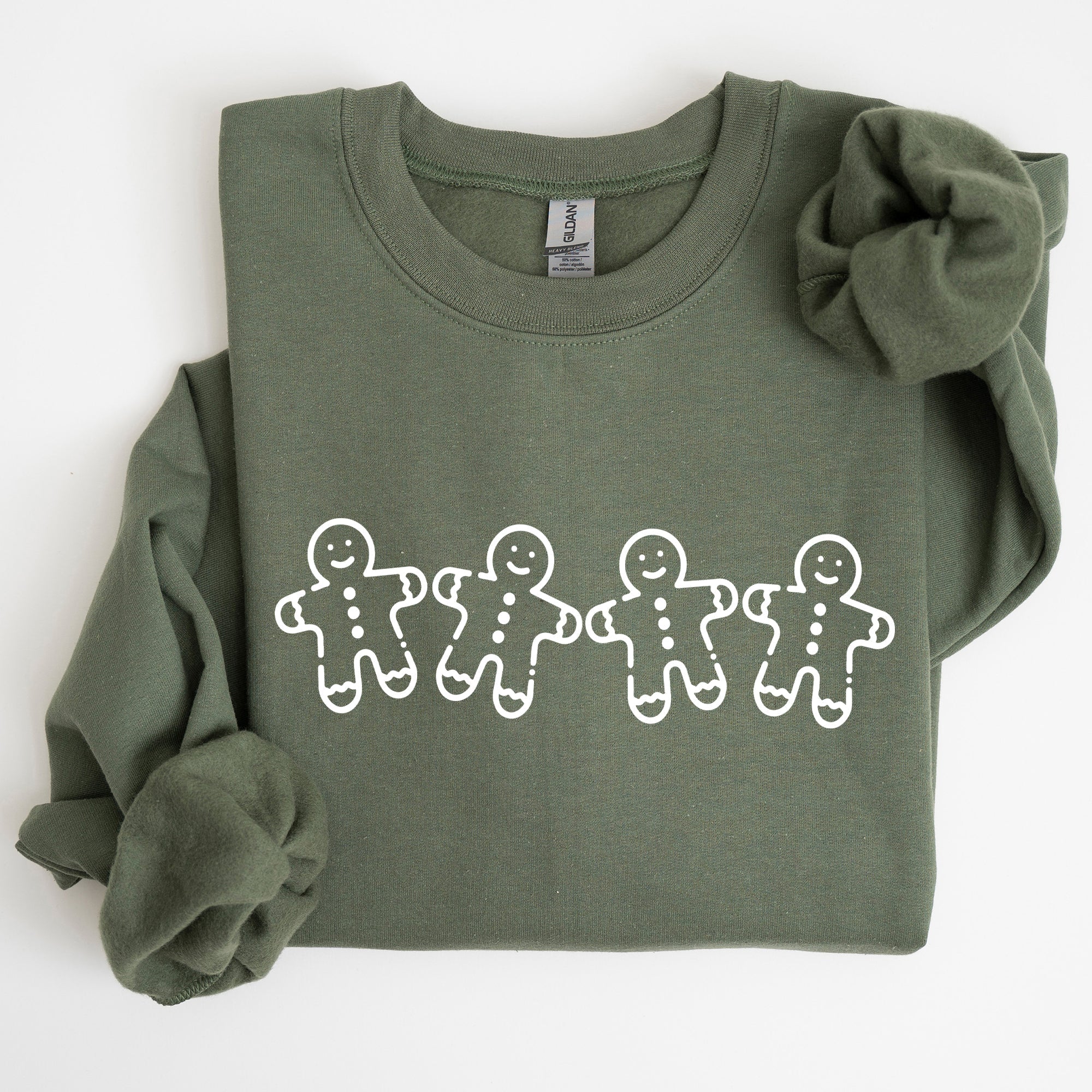 Gingerbread Men Christmas Classic Traditional Winter Santa Cozy Premium Cotton Blend Sweatshirt