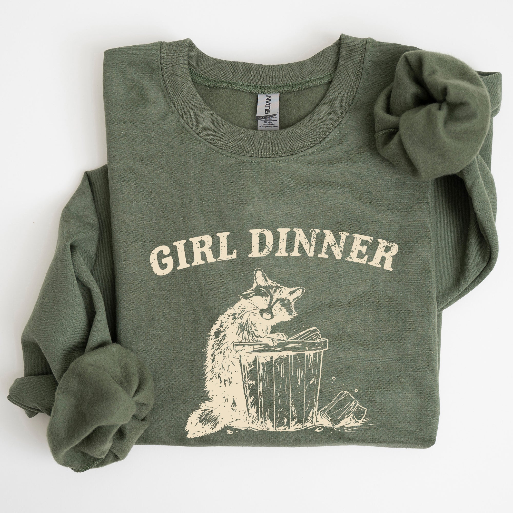 Girl Dinner Raccoon Meme Pop Culture Graphic Illustration In Internet Meme Style Sweatshirt