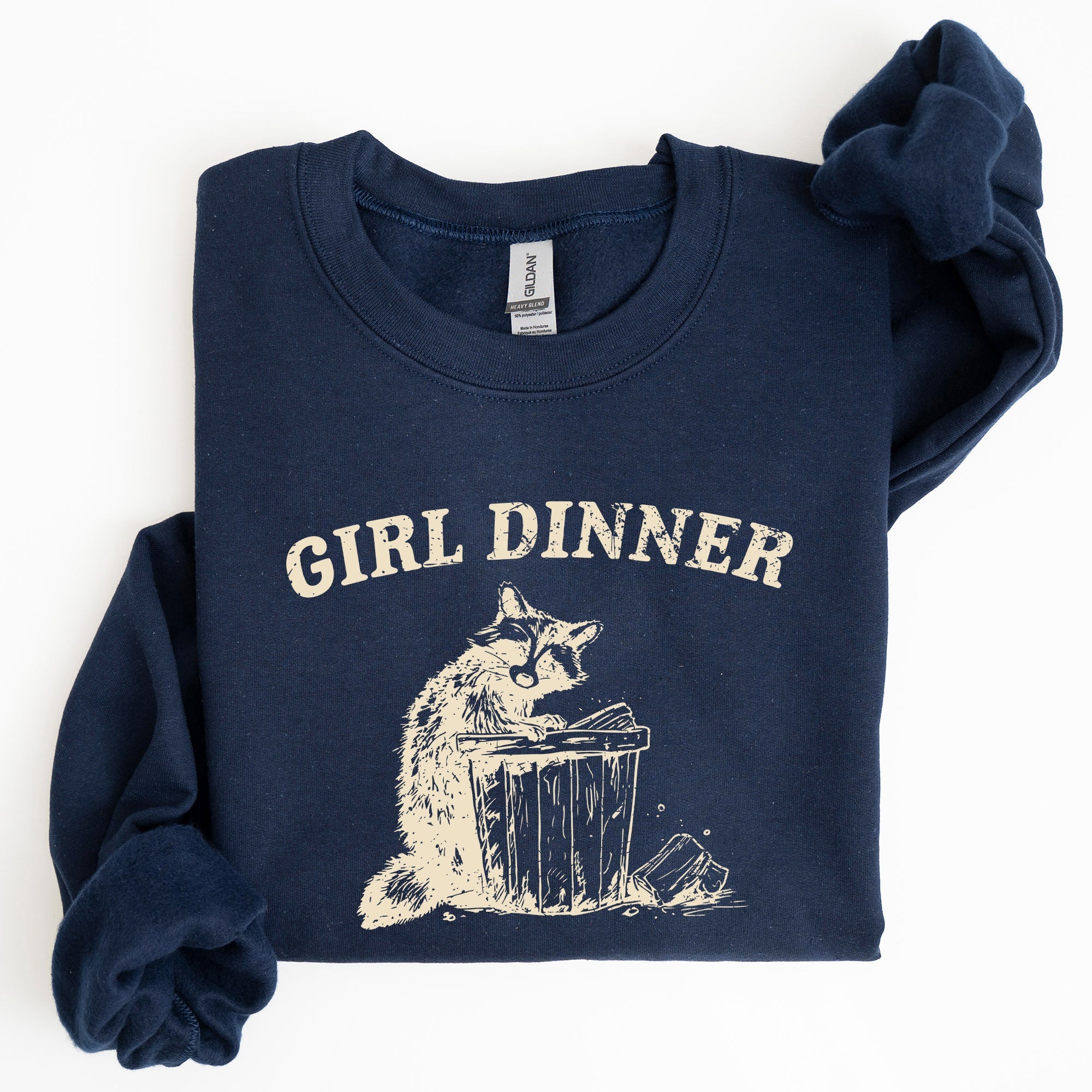 Girl Dinner Raccoon Meme Pop Culture Graphic Illustration In Internet Meme Style Sweatshirt