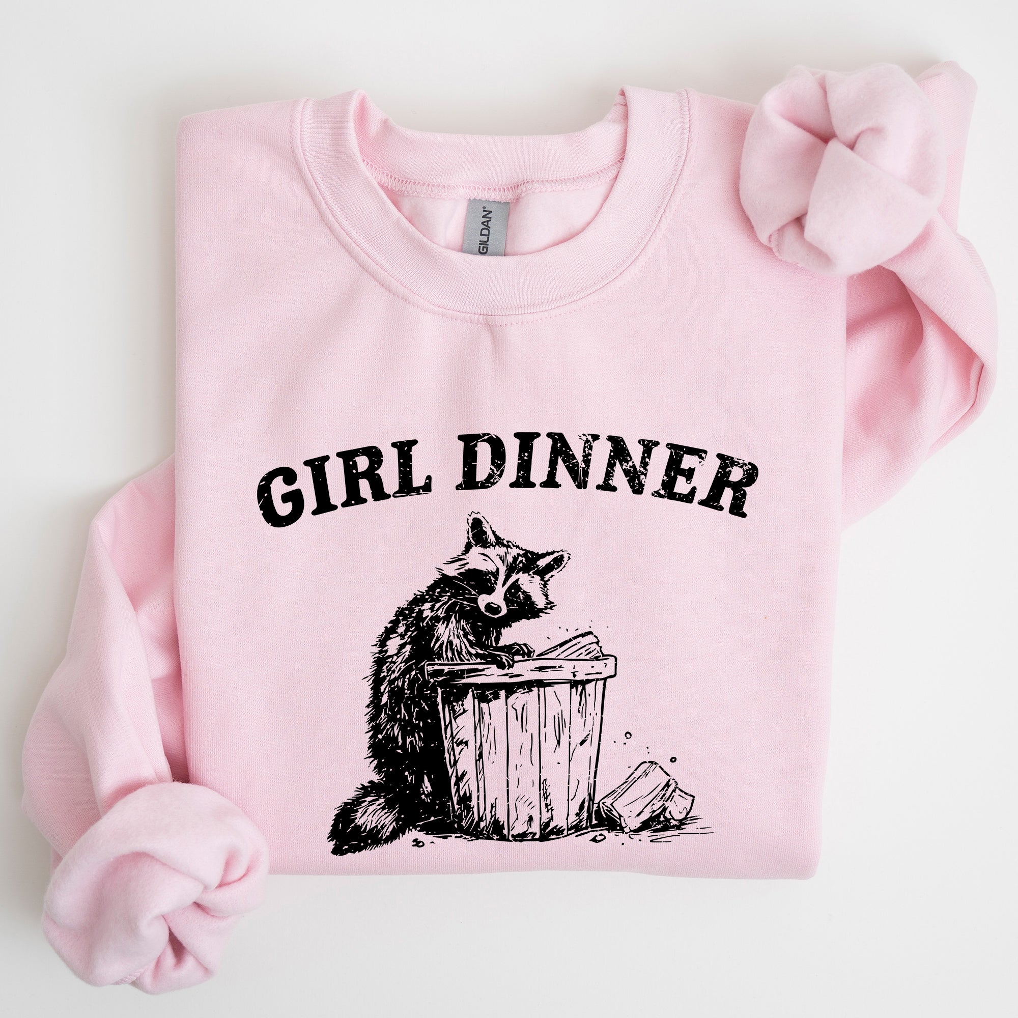 Girl Dinner Raccoon Meme Pop Culture Graphic Illustration In Internet Meme Style Sweatshirt