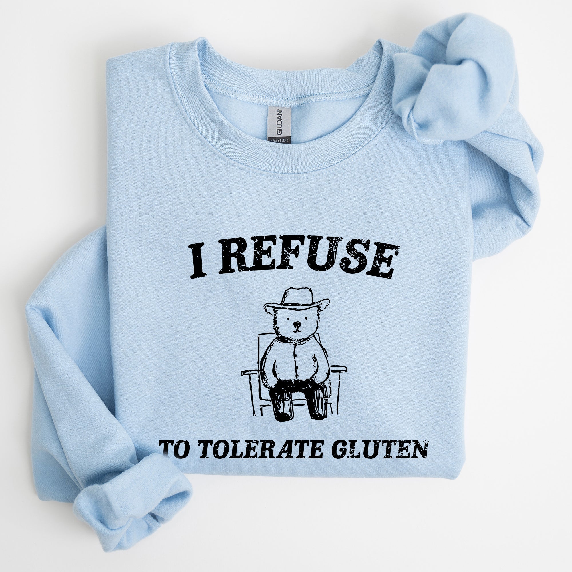 Gluten Bear Celiac Meme Humor Graphic Illustration Vintage Style Cozy Sweatshirt