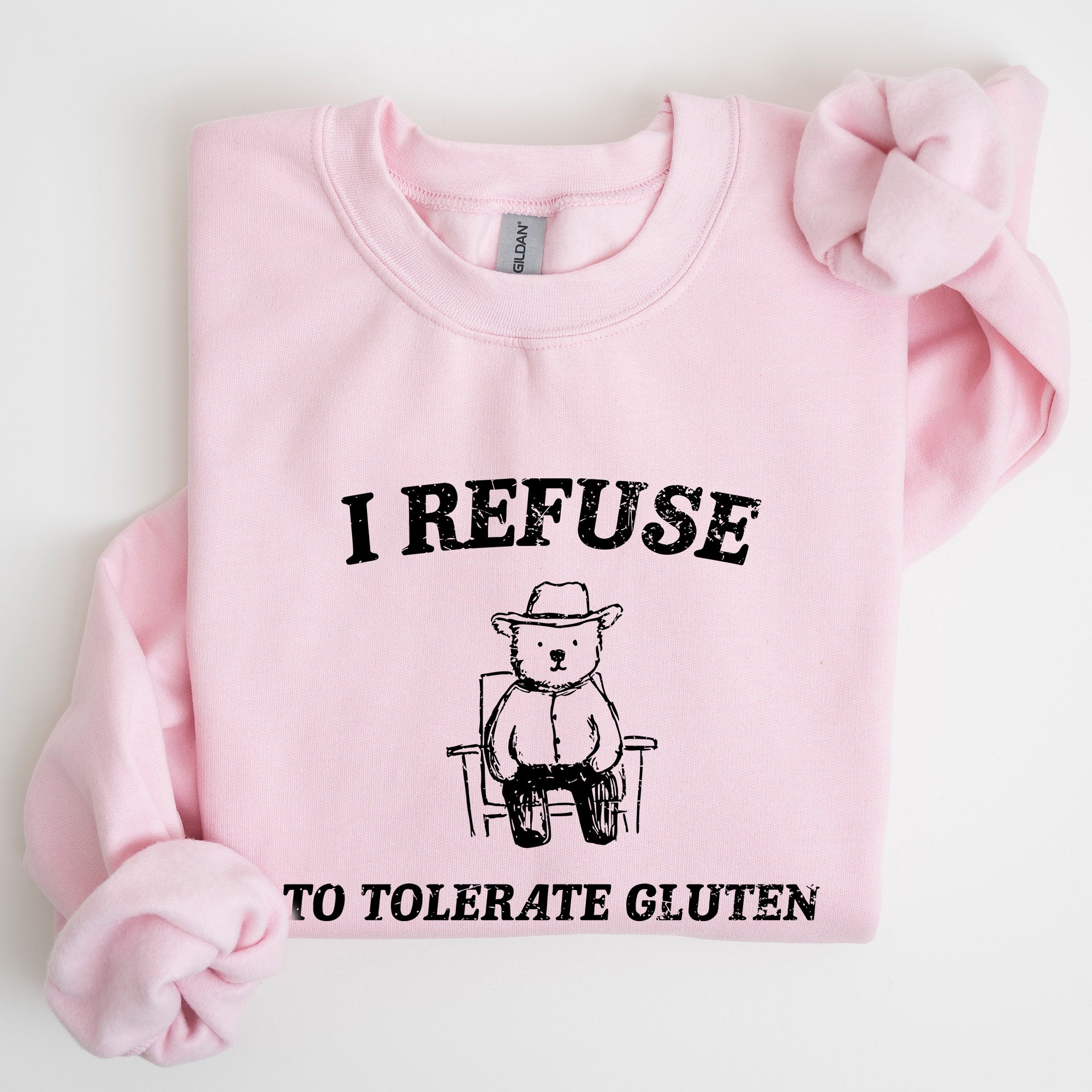 Gluten Bear Celiac Meme Humor Graphic Illustration Vintage Style Cozy Sweatshirt