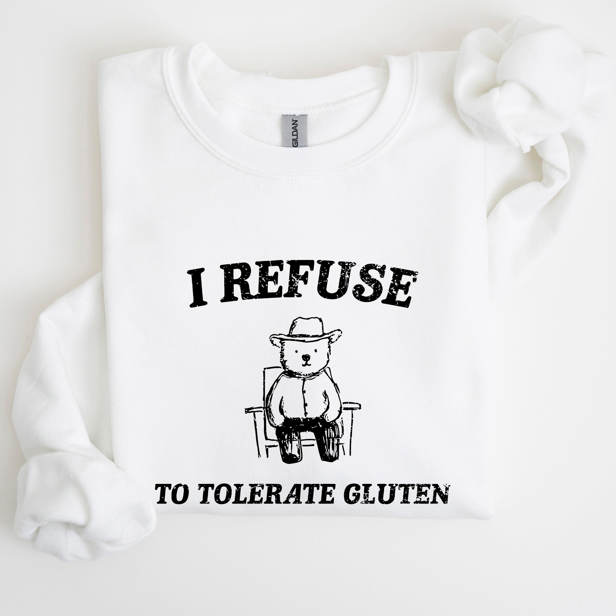 Gluten Bear Celiac Meme Humor Graphic Illustration Vintage Style Cozy Sweatshirt