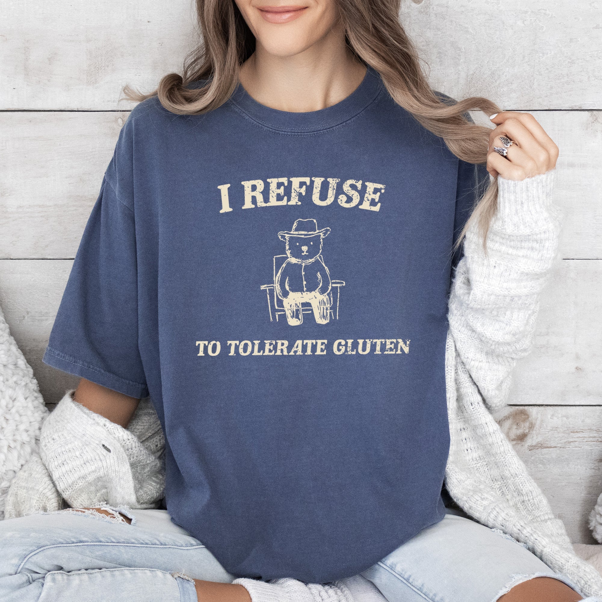 Gluten Bear Celiac Meme Relatable Gluten Free Humor Graphic Iconic Comfort Colors Tee