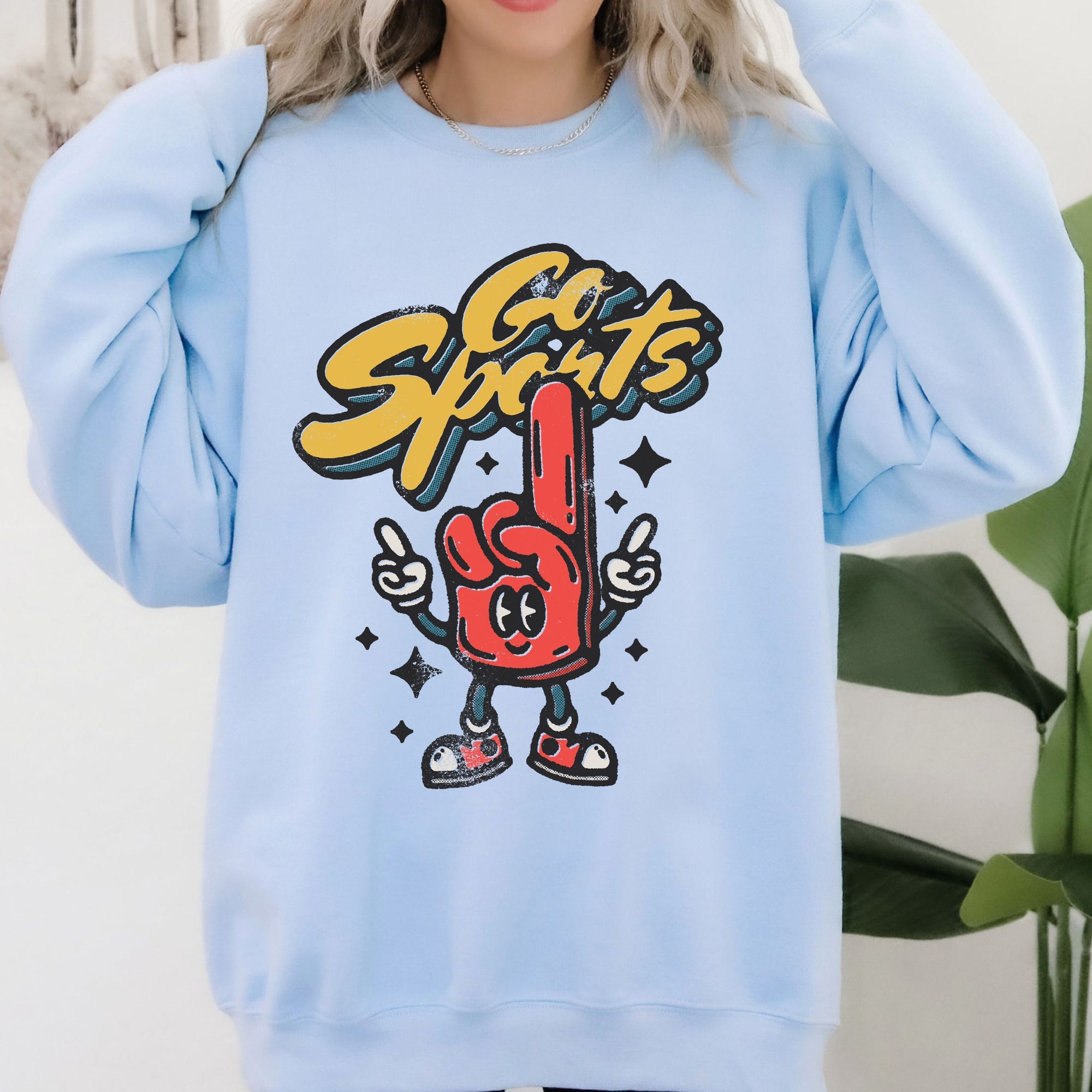 Go Sports Foam Finger Funny Football Baseball Soccer Basketball Tailgate Party Sweatshirt