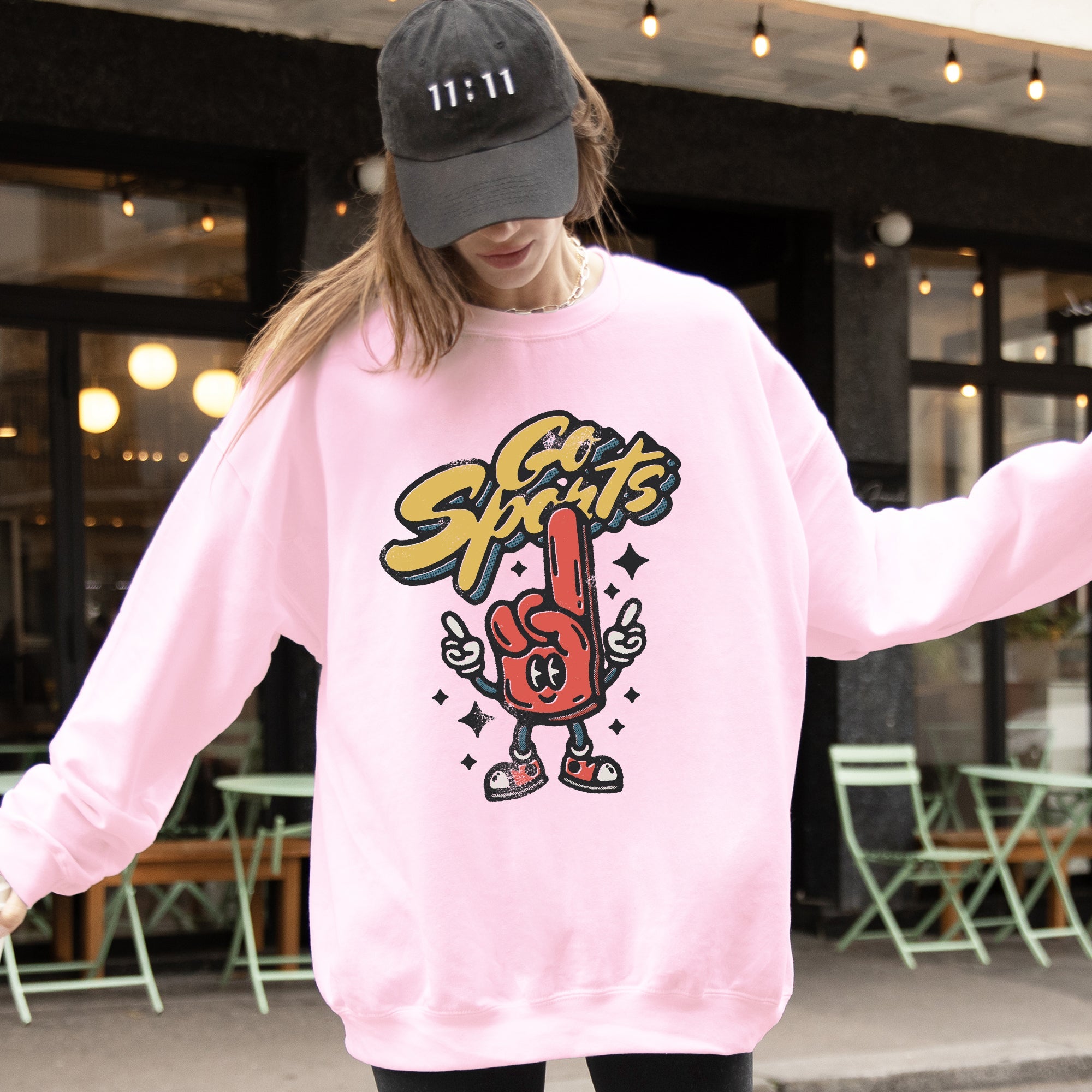 Go Sports Foam Finger Funny Football Baseball Soccer Basketball Tailgate Party Sweatshirt