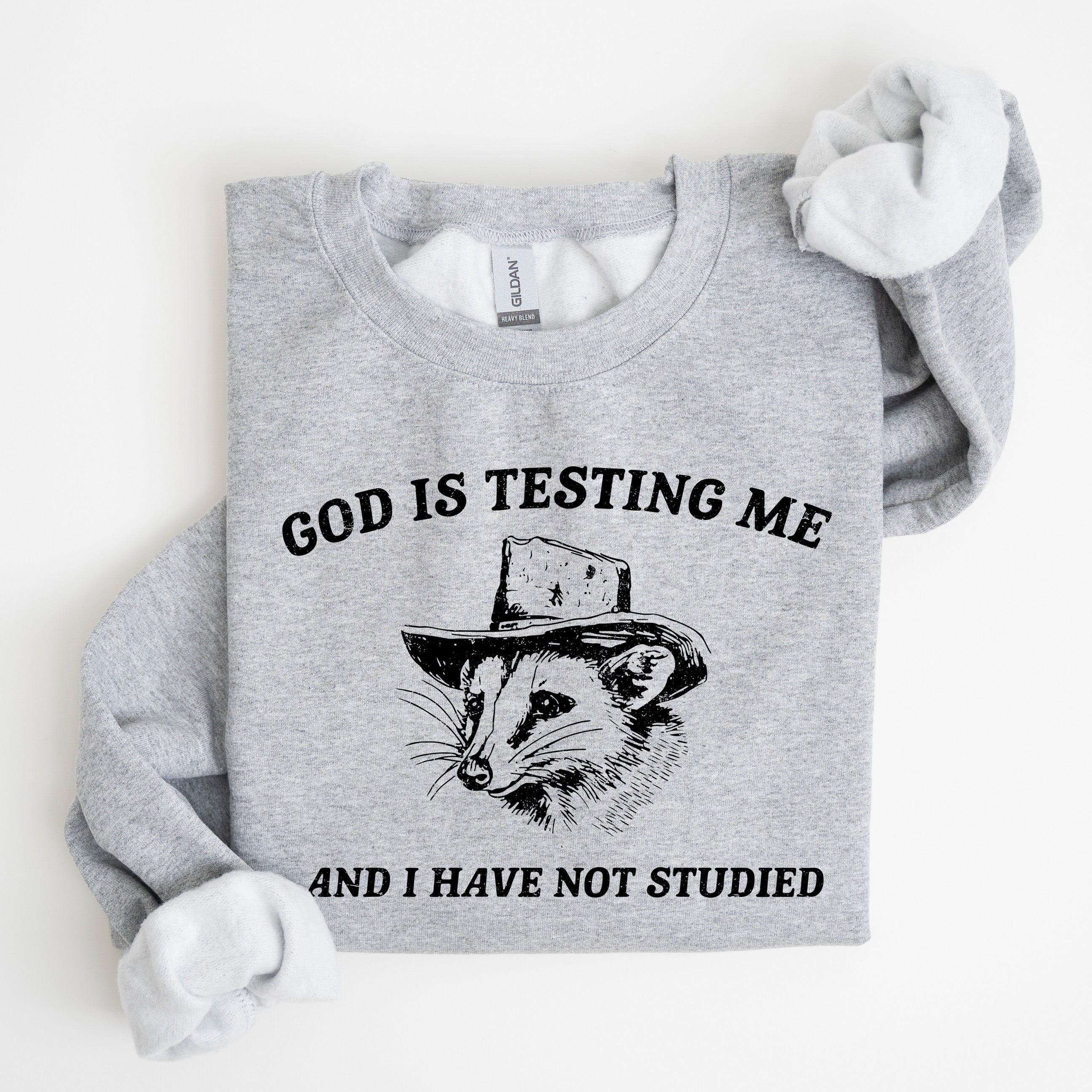 God Is Testing Me And I Have Not Studied Opossum Possum Meme Classic Edition Sweatshirt