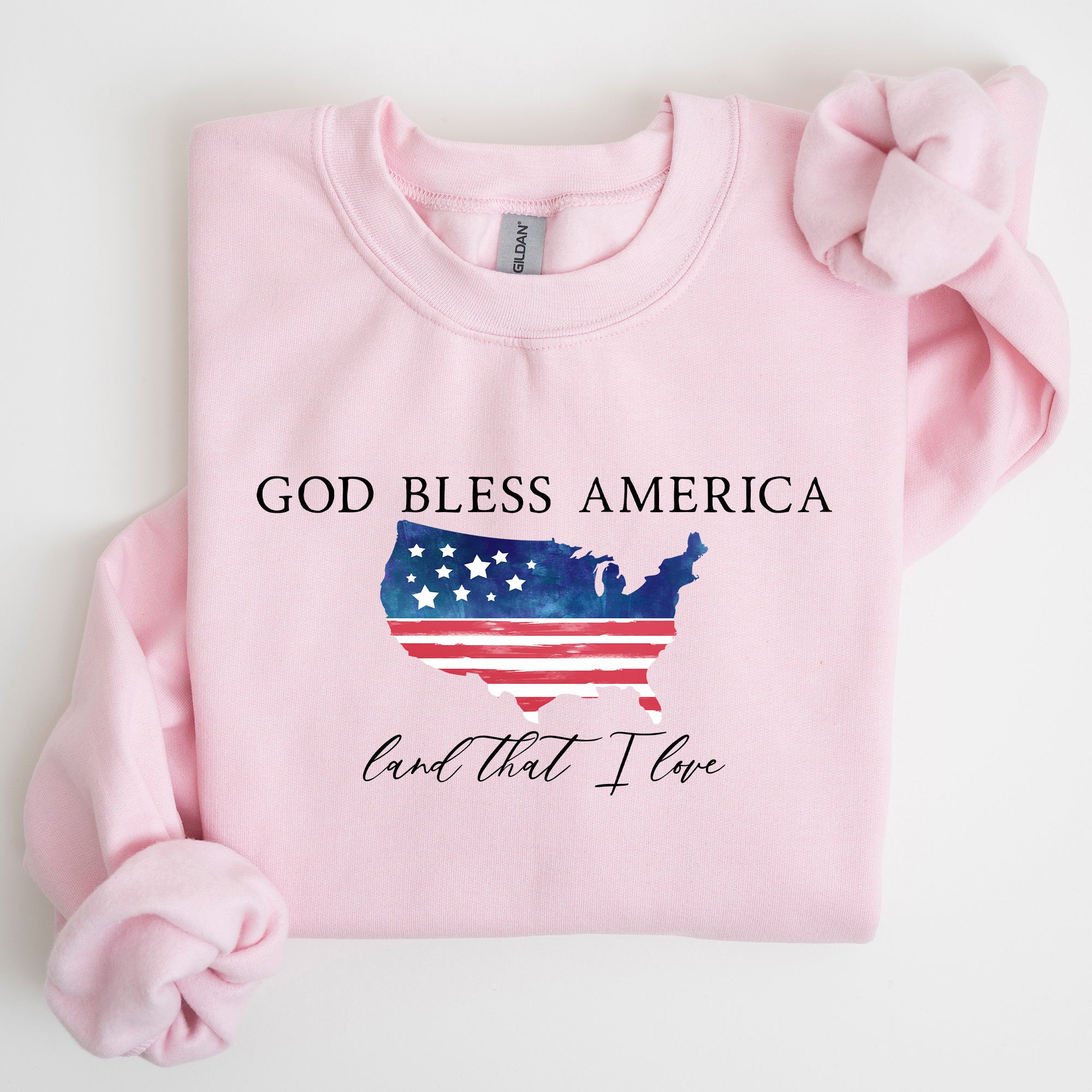 God Bless America, Land That I Love, USA Flag Premium Vintage Patriotic Graphic Sweatshirt