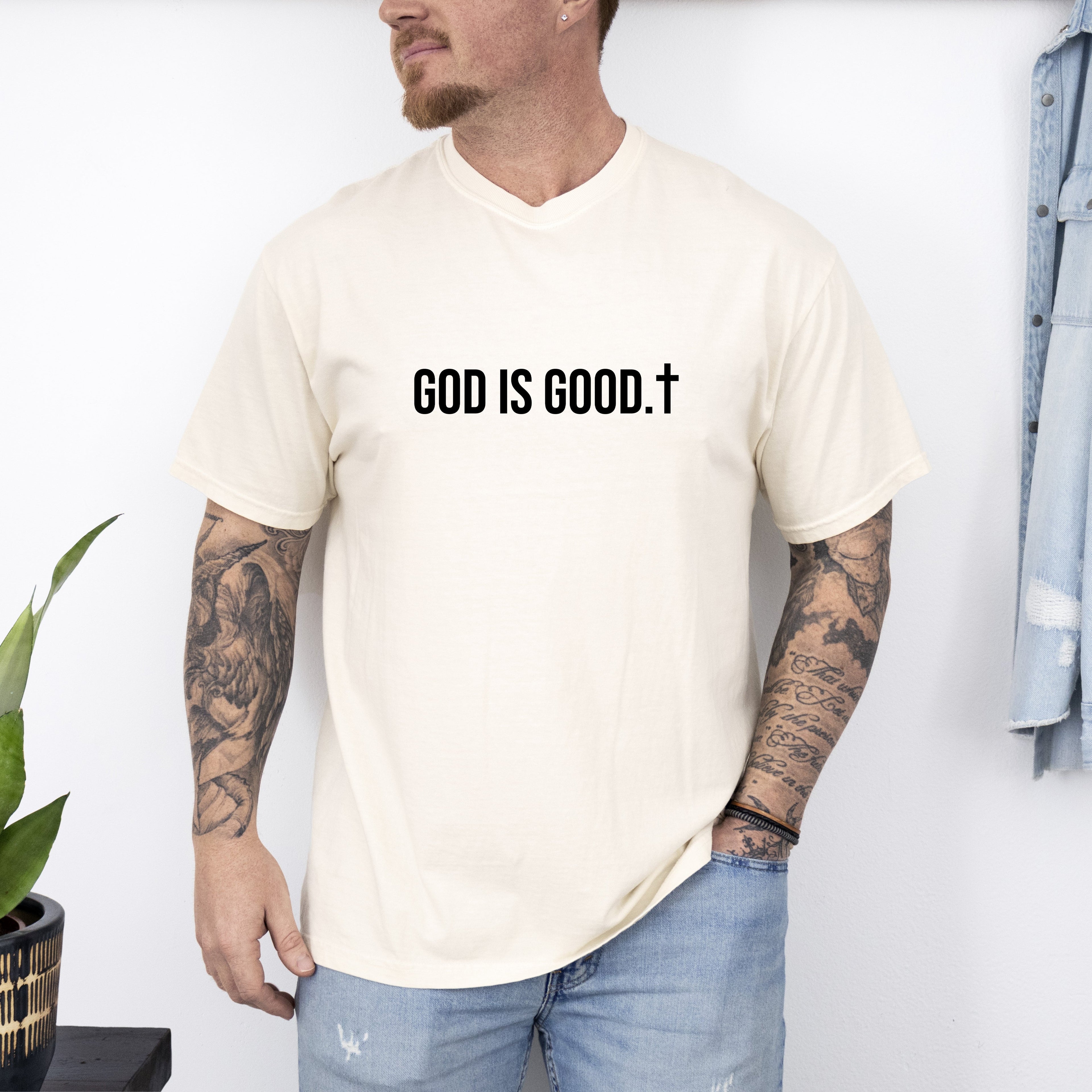 God Is Good Minimalist Faith Gospel Jesus Christian Religious Comfort Colors Tee