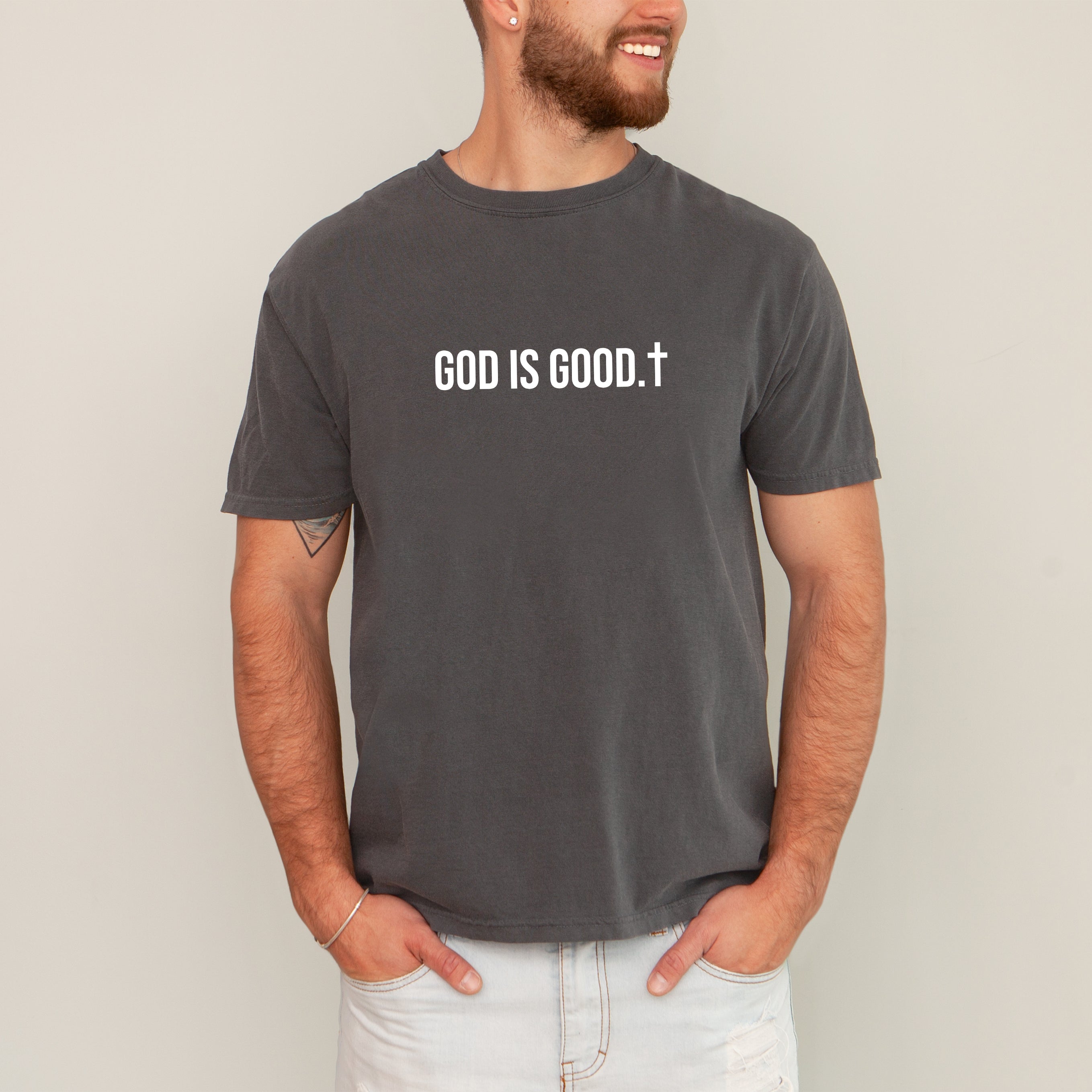 God Is Good Minimalist Faith Gospel Jesus Christian Religious Comfort Colors Tee