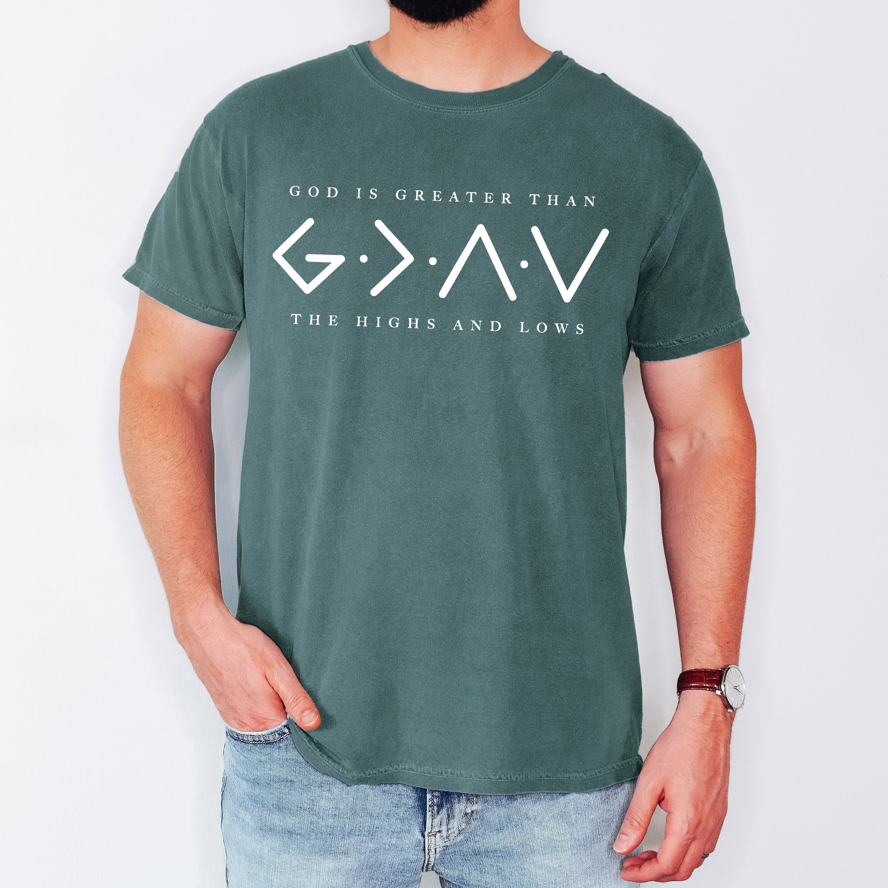 God Is Greater Than The Highs And Lows Jesus Christian Faith Gospel Comfort Colors Tee