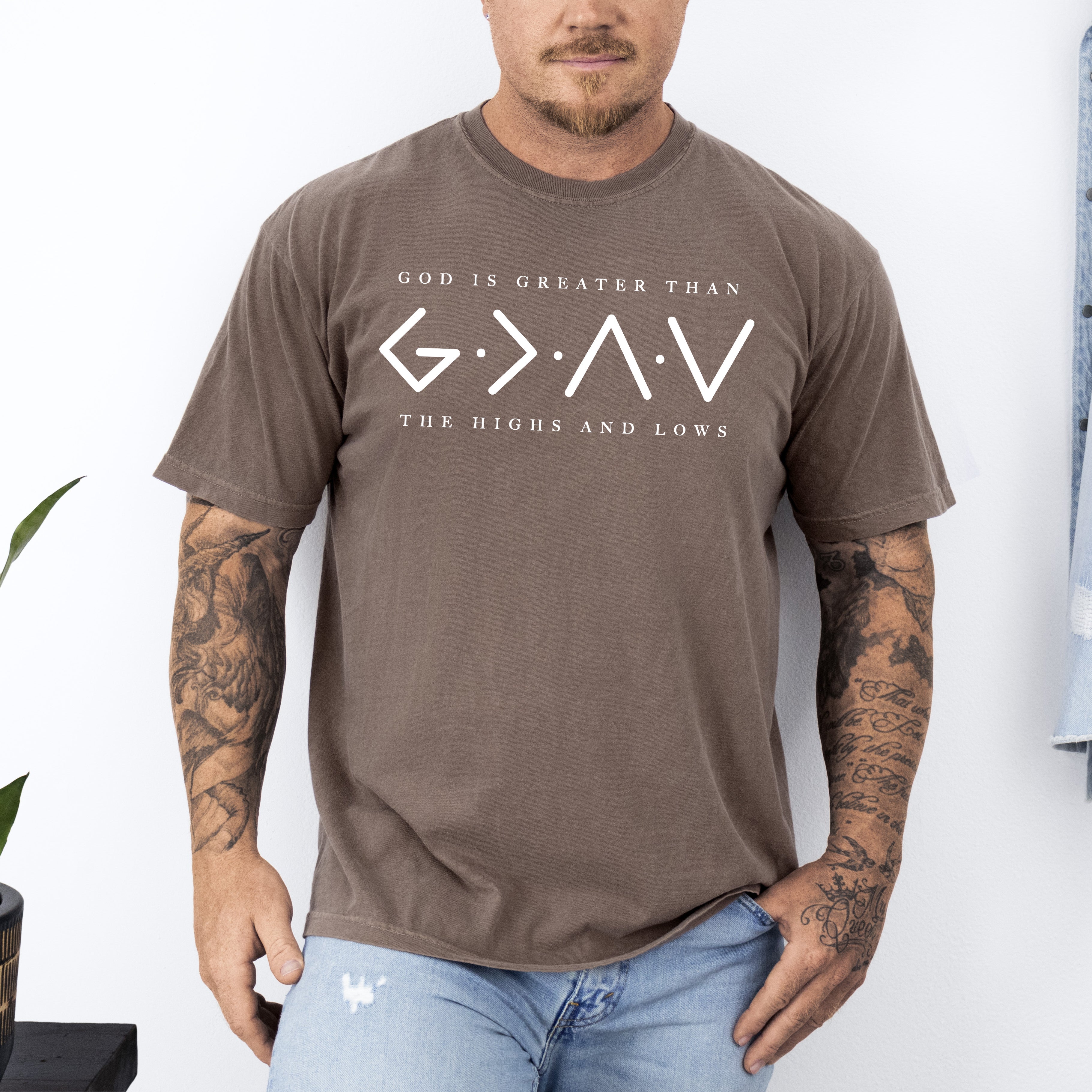 God Is Greater Than The Highs And Lows Jesus Christian Faith Gospel Comfort Colors Tee