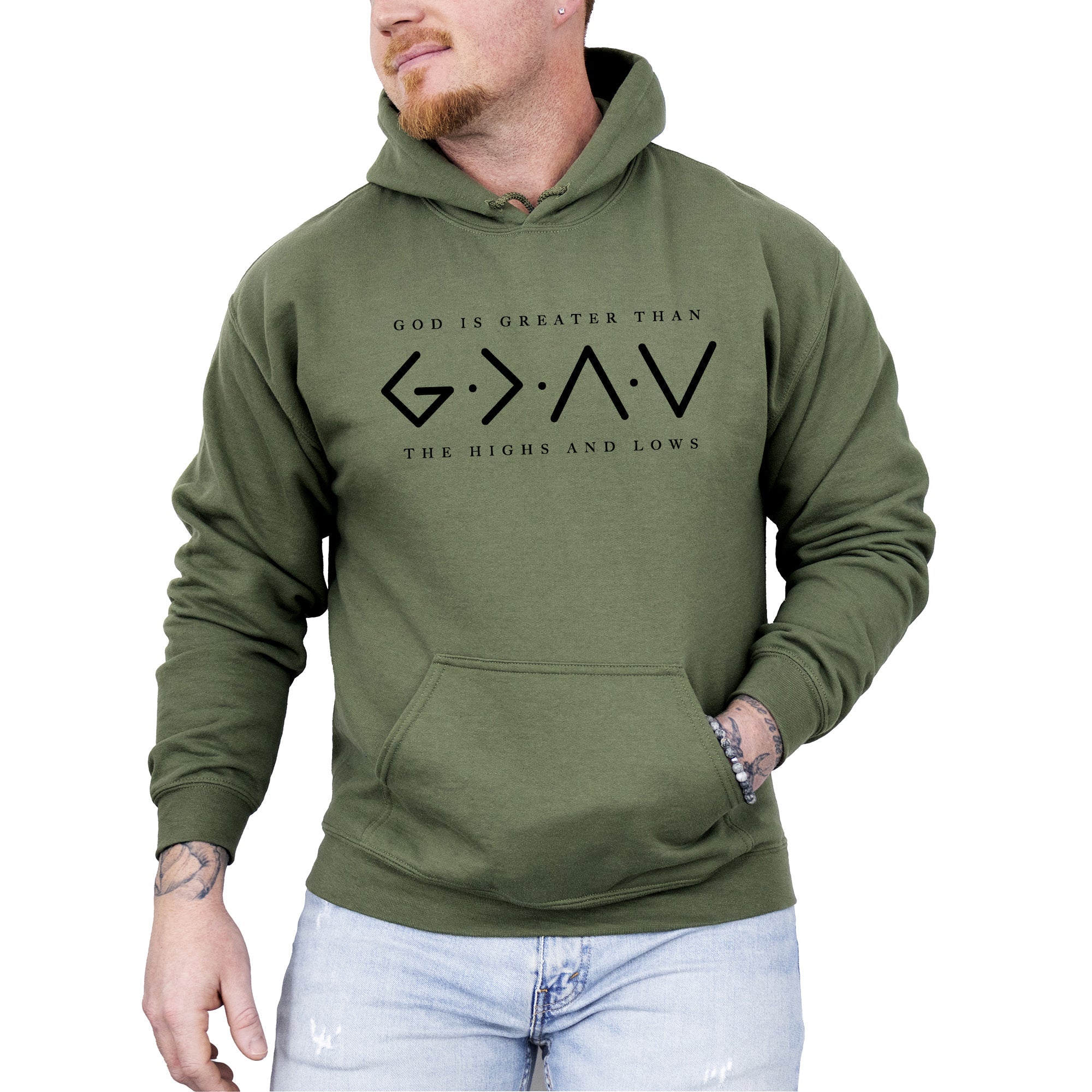 God Is Greater Than The Highs And Lows Jesus Christian Faith Religious Gospel Hooded Sweatshirt
