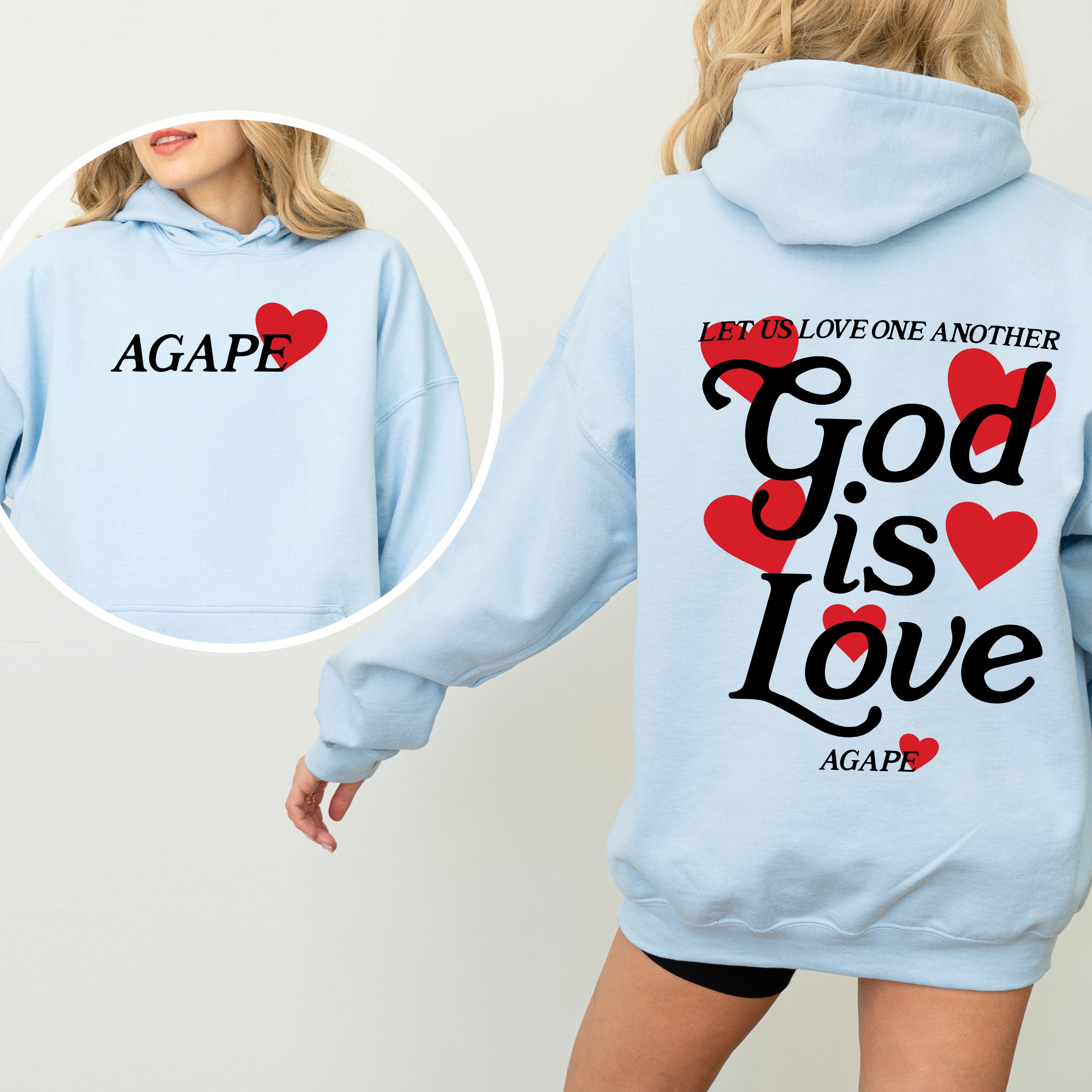 God Is Love Agape Love One Another Bible Faith Christian Religious Hooded Sweatshirt