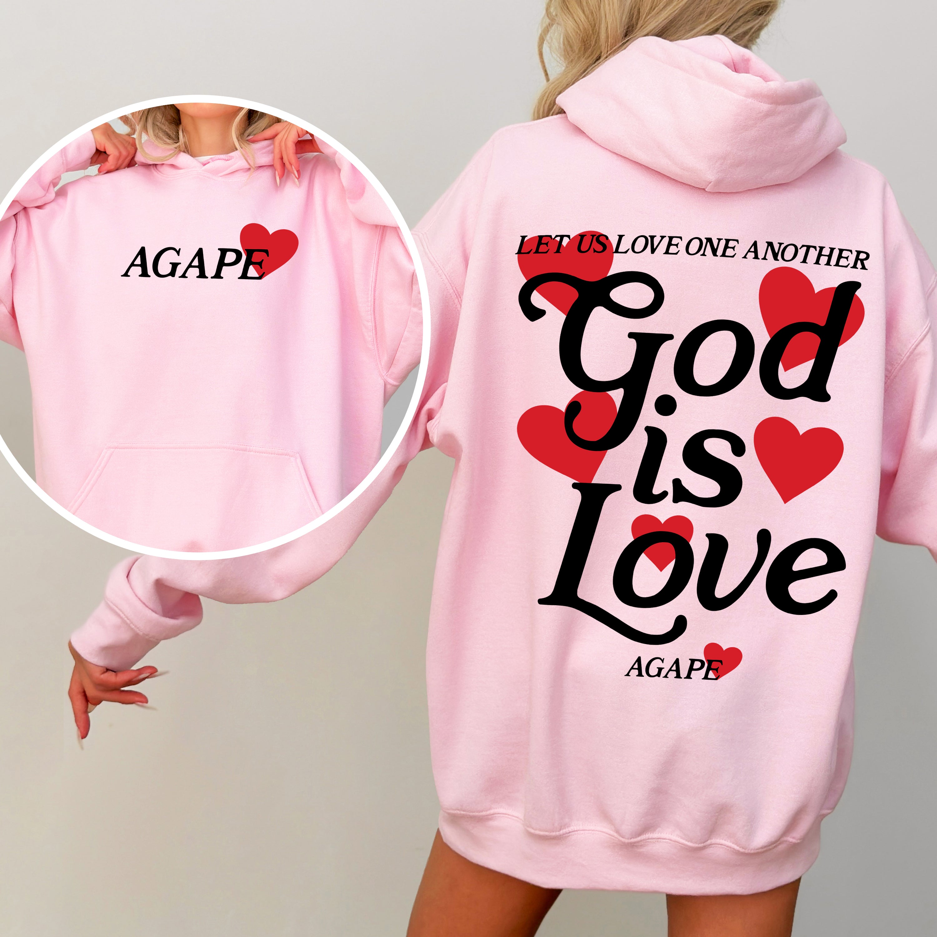 God Is Love Agape Love One Another Bible Faith Christian Religious Hooded Sweatshirt