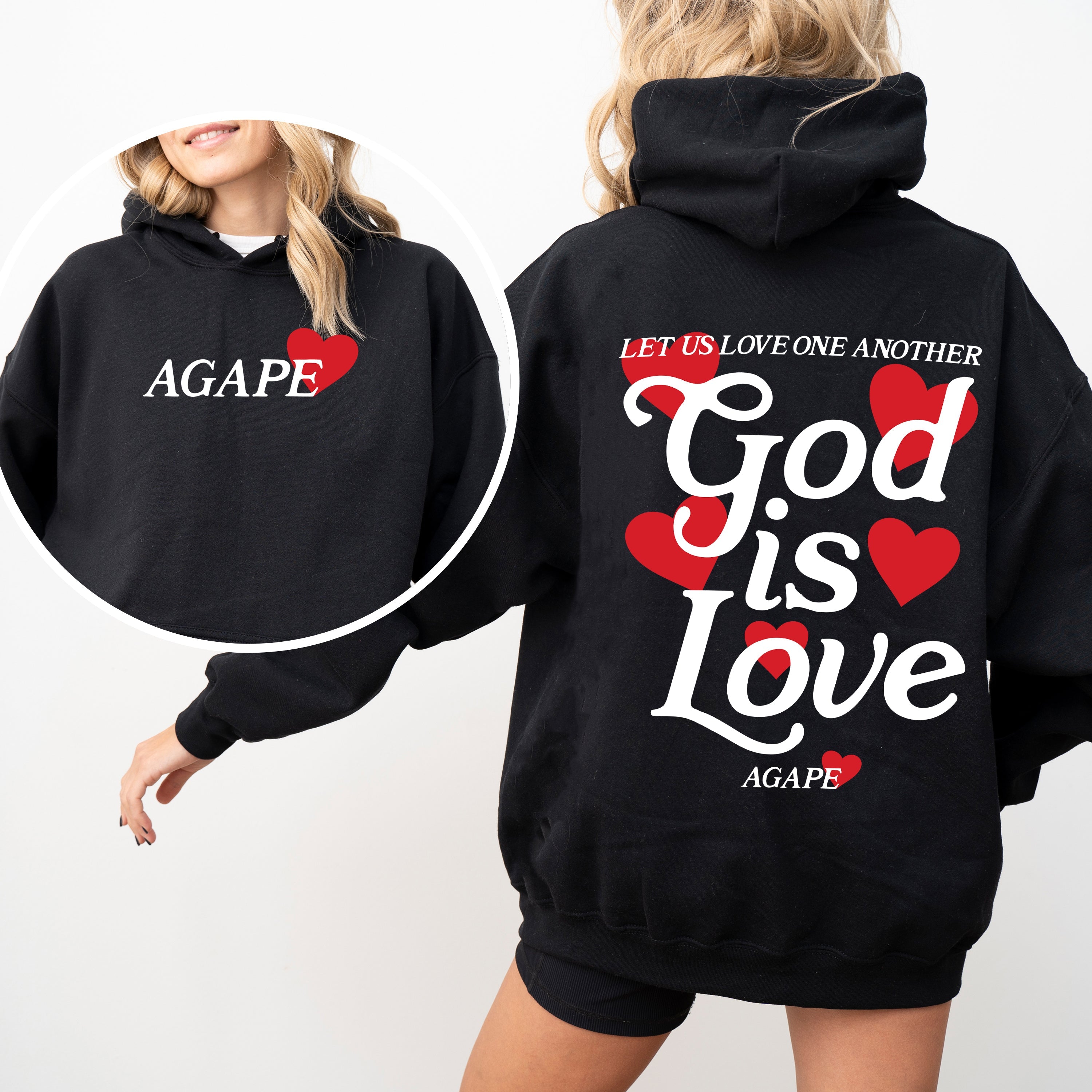 God Is Love Agape Love One Another Bible Faith Christian Religious Hooded Sweatshirt