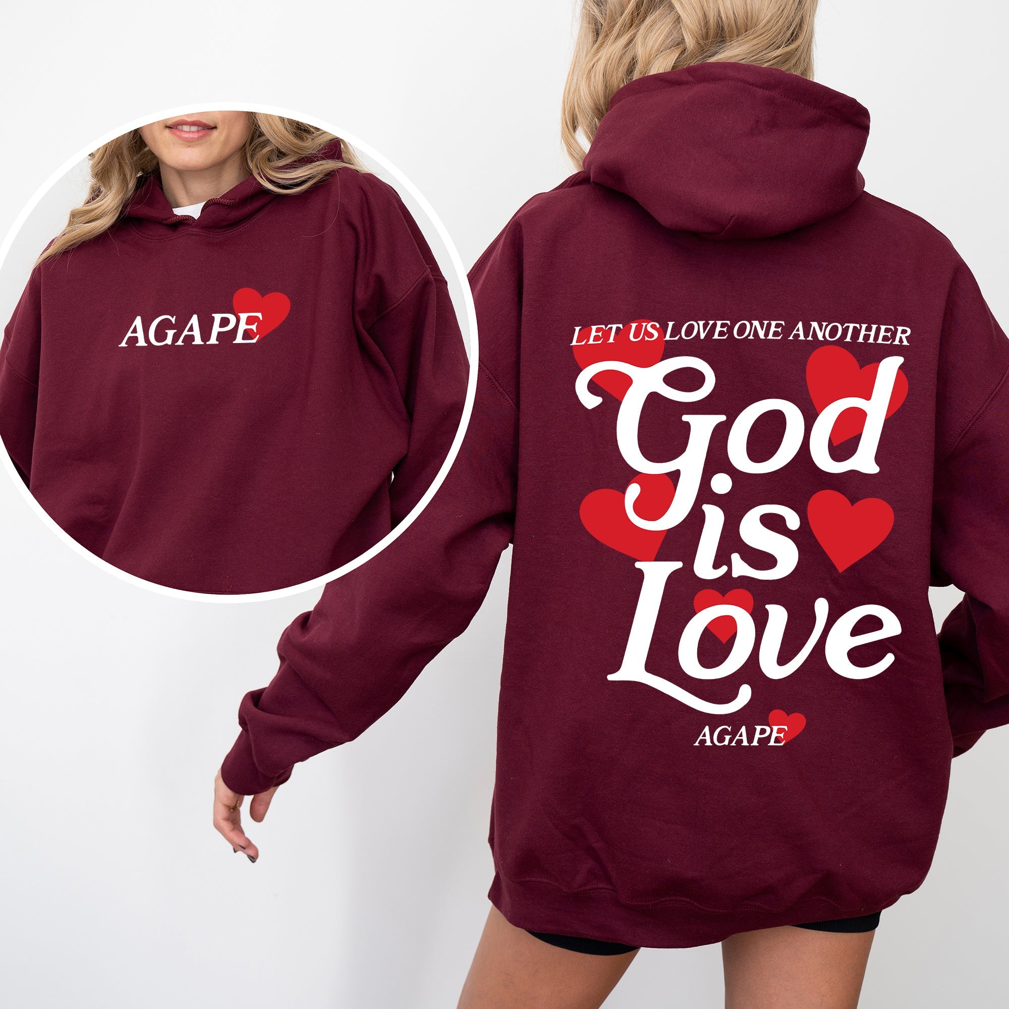 God Is Love Agape Love One Another Bible Faith Christian Religious Hooded Sweatshirt