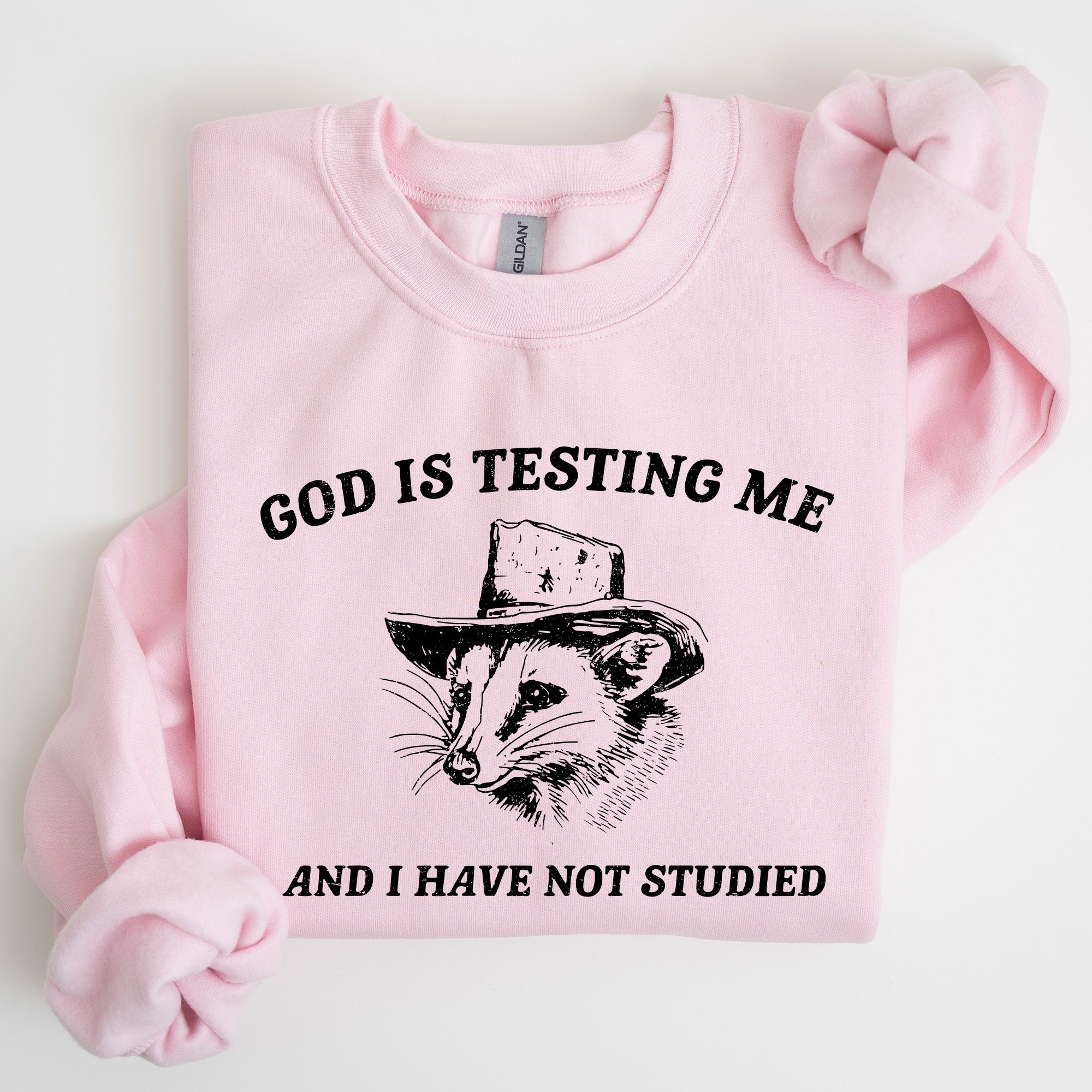God Is Testing Me Opossum Possum Graphic Expression Of Faith Wit And Southern Charm Sweatshirt