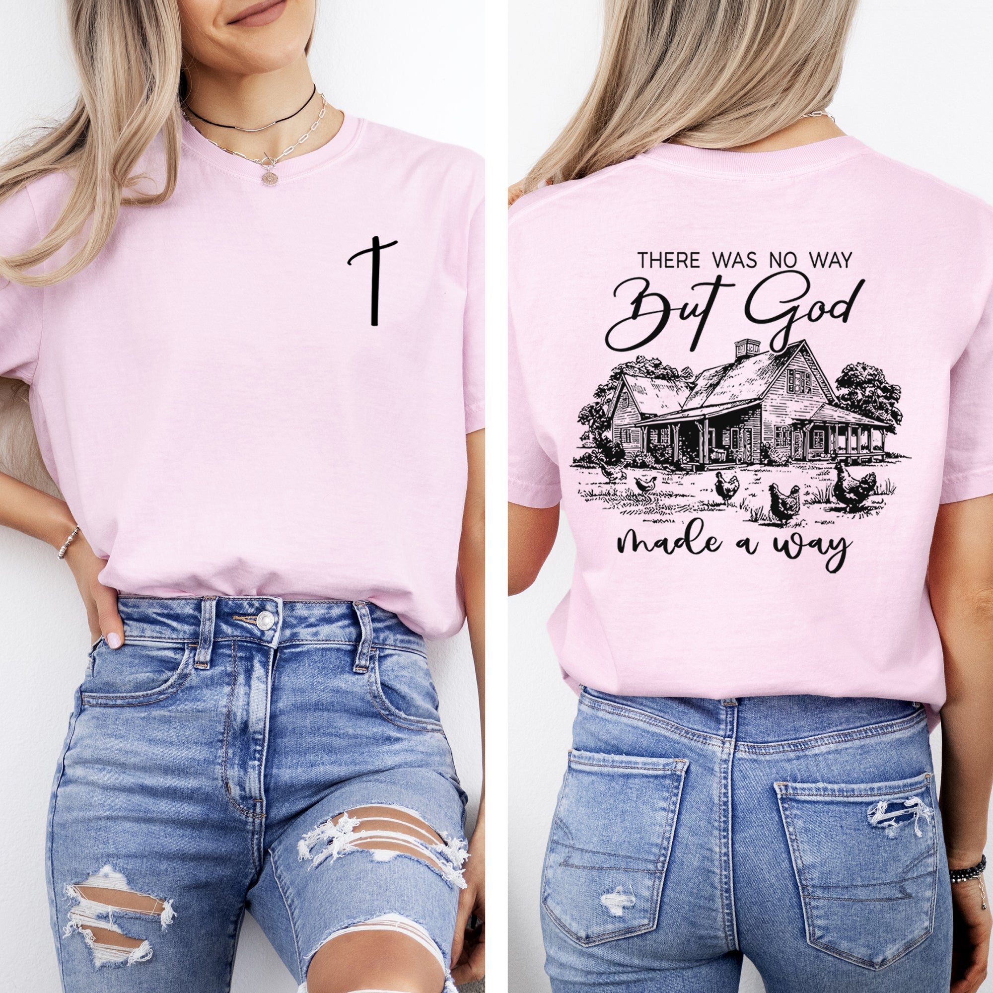God Made A Way Farm Life Country Christian Jesus Gospel Faith Saved Comfort Colors Tee