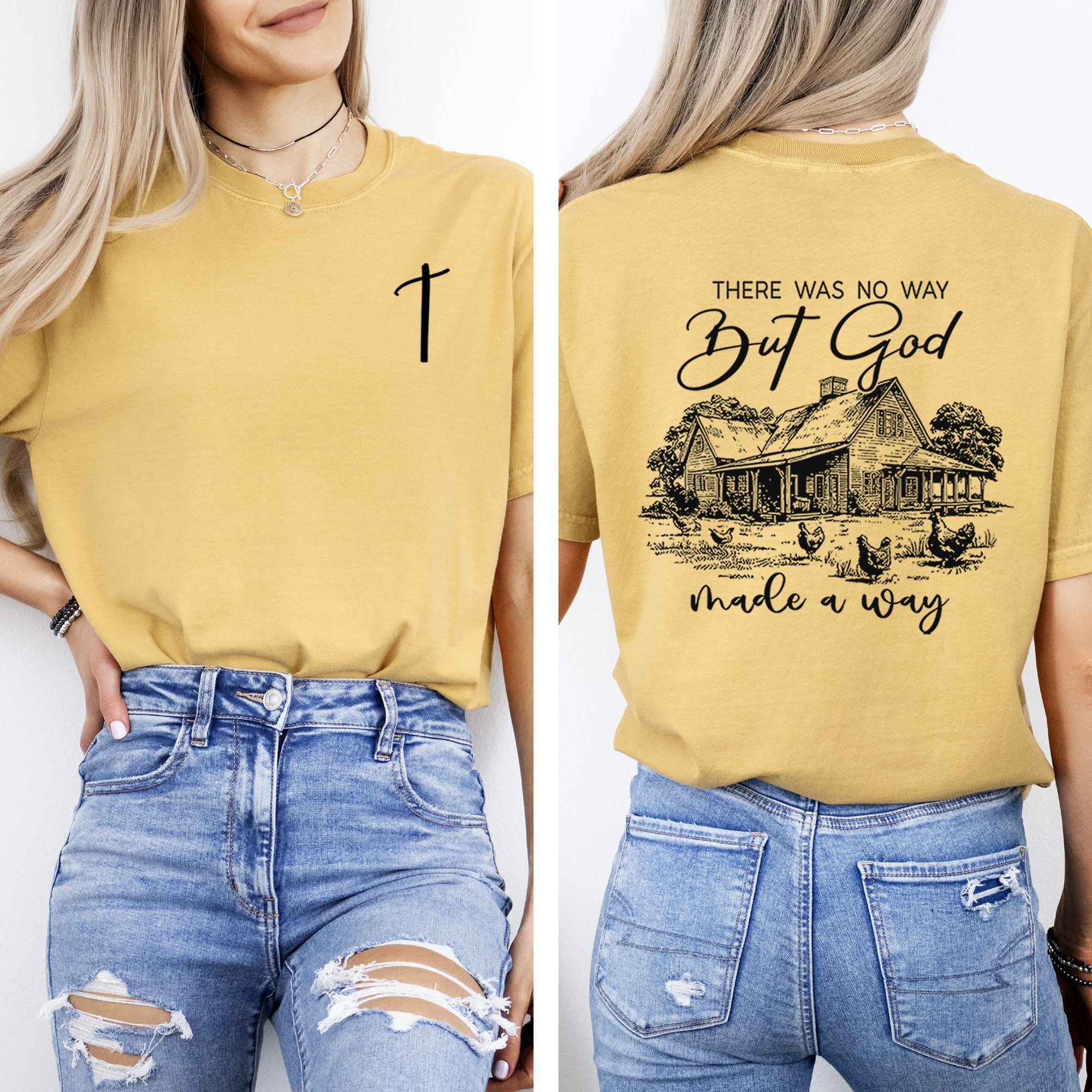 God Made A Way Farm Life Country Christian Jesus Gospel Faith Saved Comfort Colors Tee
