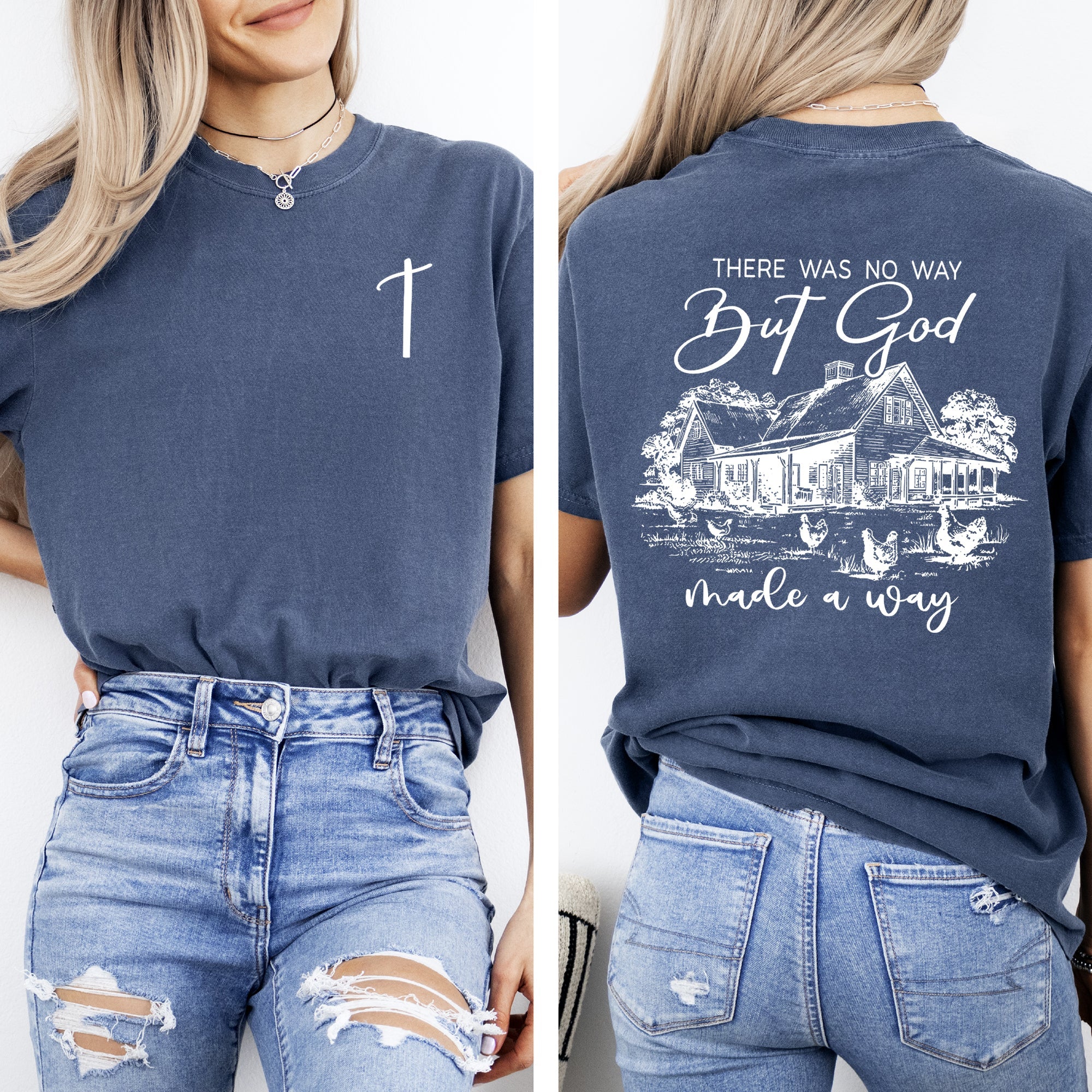 God Made A Way Farm Life Country Christian Jesus Gospel Faith Saved Comfort Colors Tee