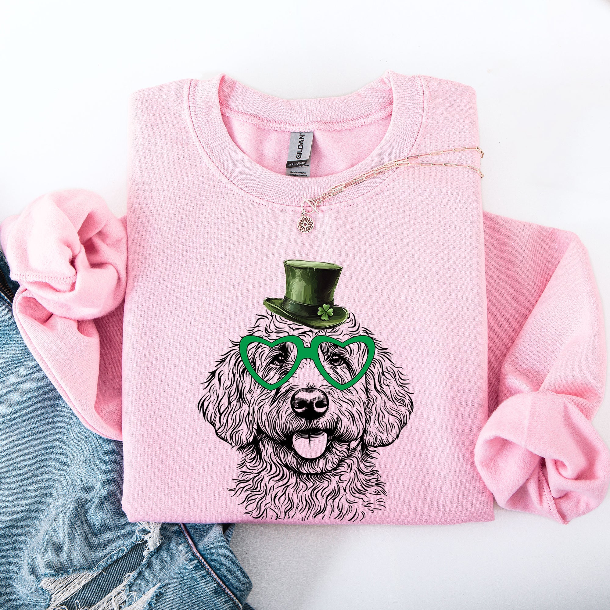 Goldendoodle Adorable Dog St Patrick's Day Irish Lucky Cozy Comfortable Sweatshirt