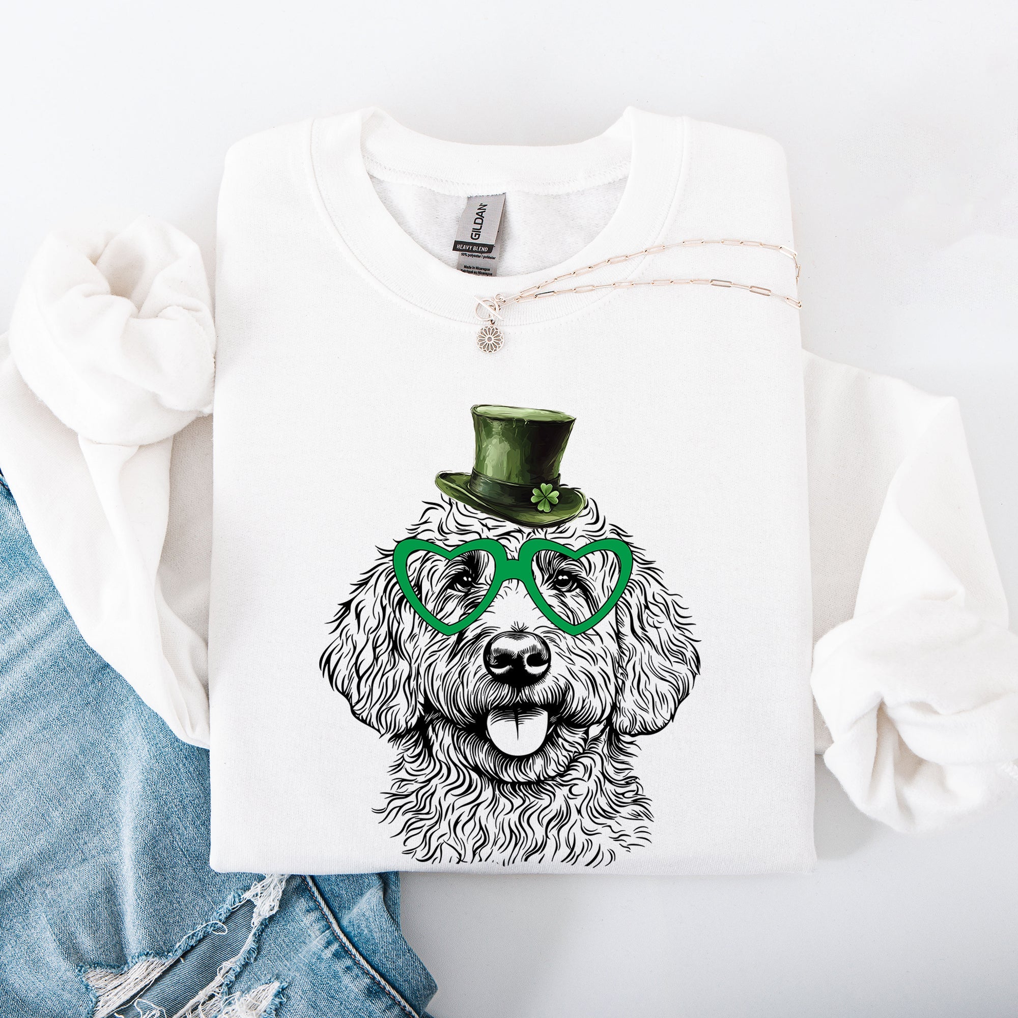 Goldendoodle Adorable Dog St Patrick's Day Irish Lucky Cozy Comfortable Sweatshirt