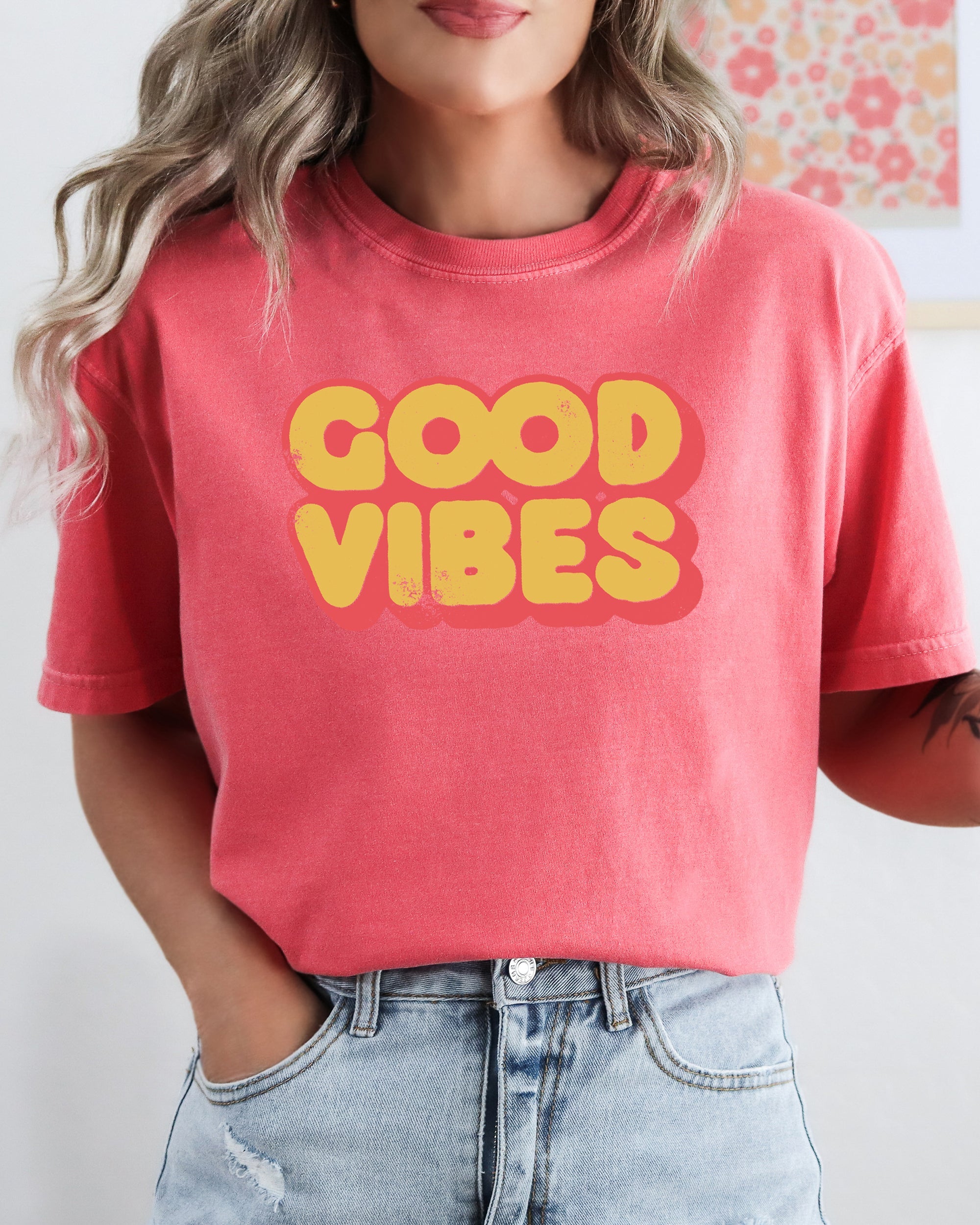 Good Vibes Good Times Retro Cool Vintage Everyday Classic Style For Bright Mornings And Late Nights Comfort Colors Tee