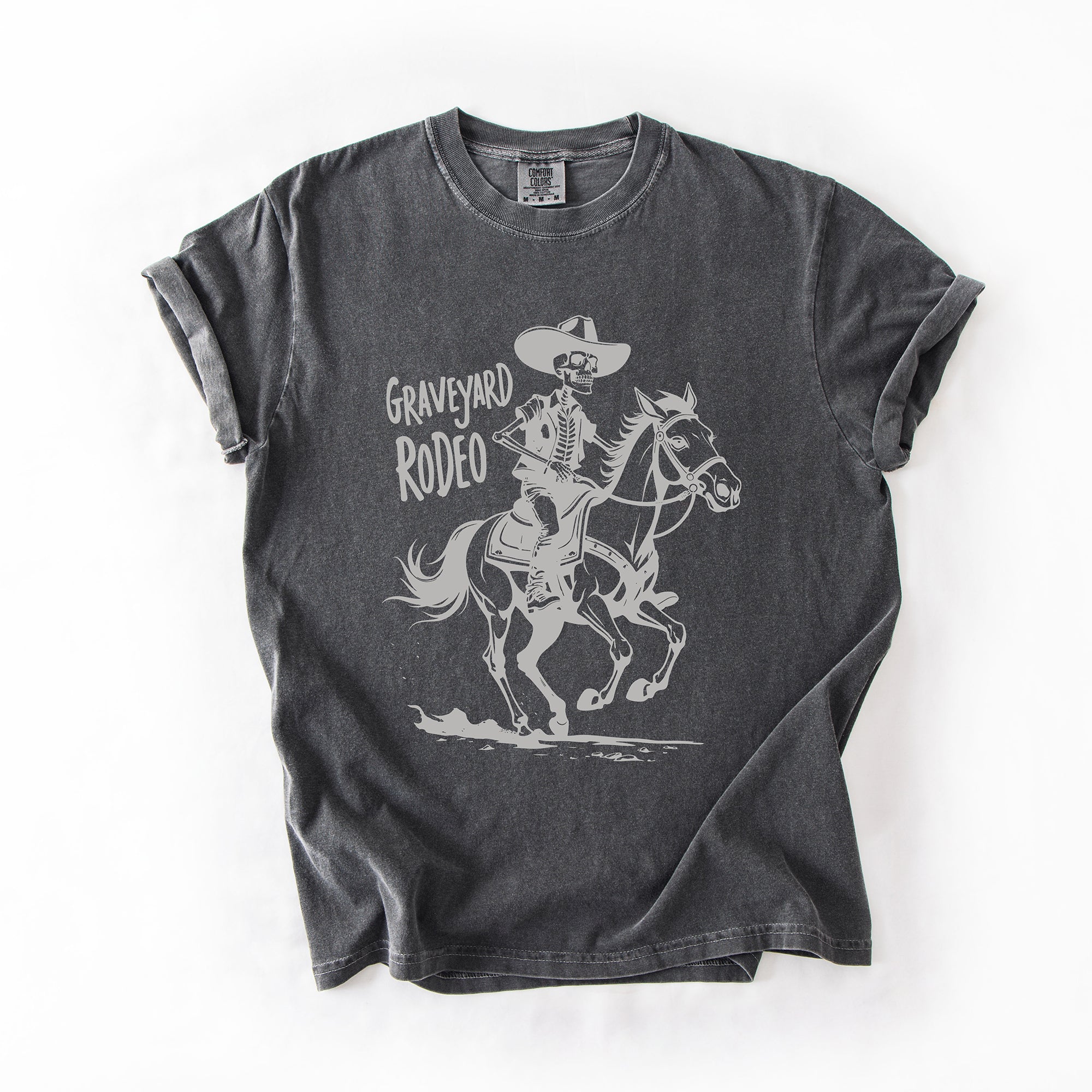 Graveyard Rodeo, Cowboy Skeleton, Halloween Comfort Colors Tee