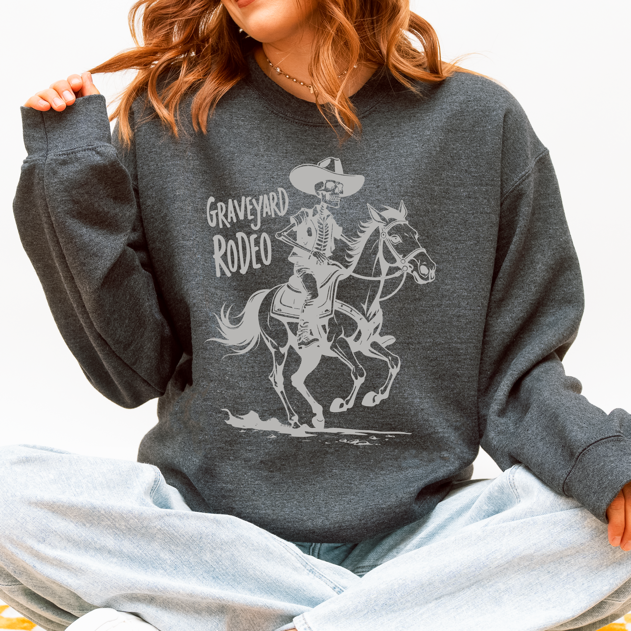 Graveyard Rodeo Cowboy Skeleton Sweatshirt