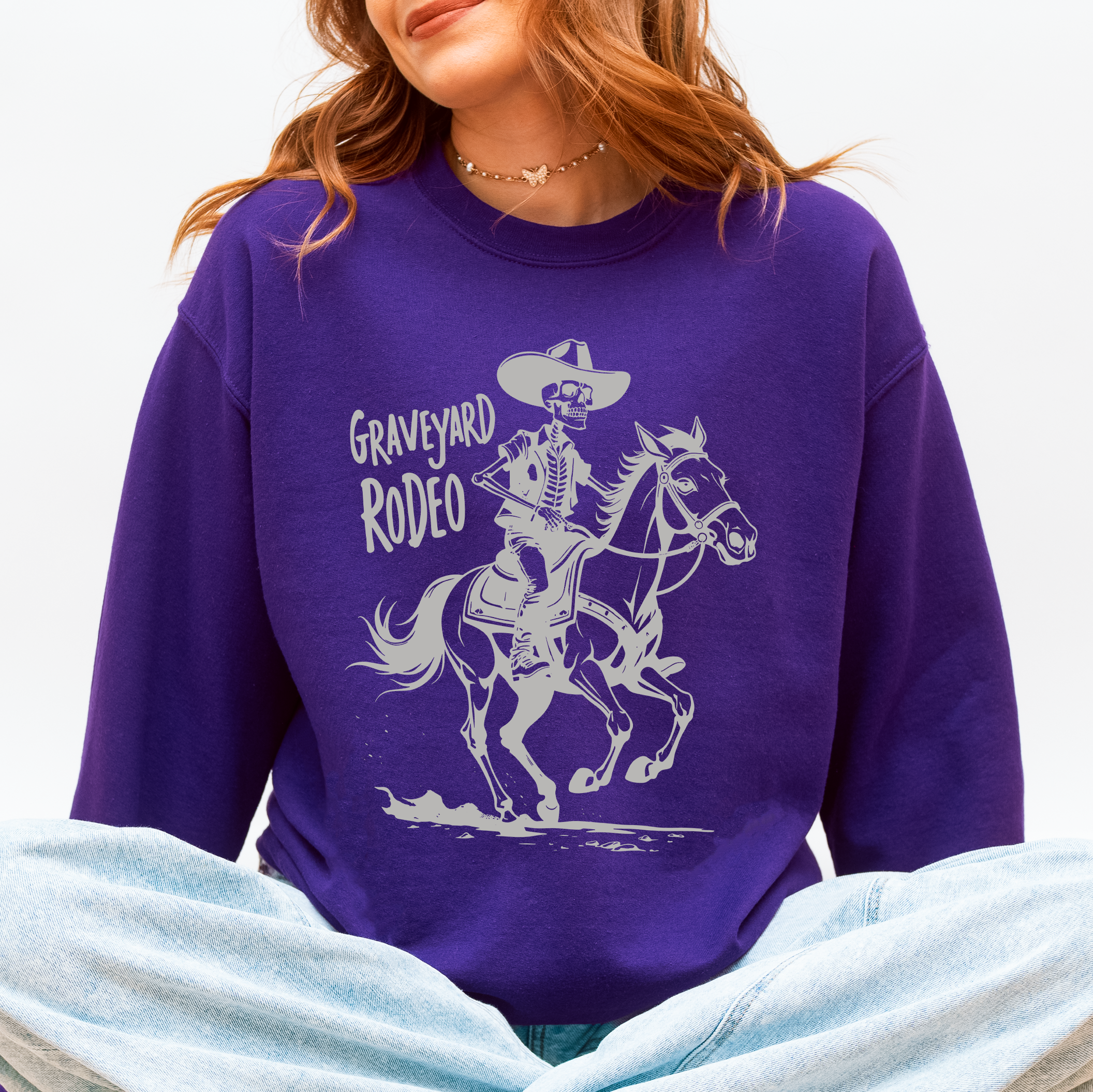 Graveyard Rodeo Cowboy Skeleton Sweatshirt