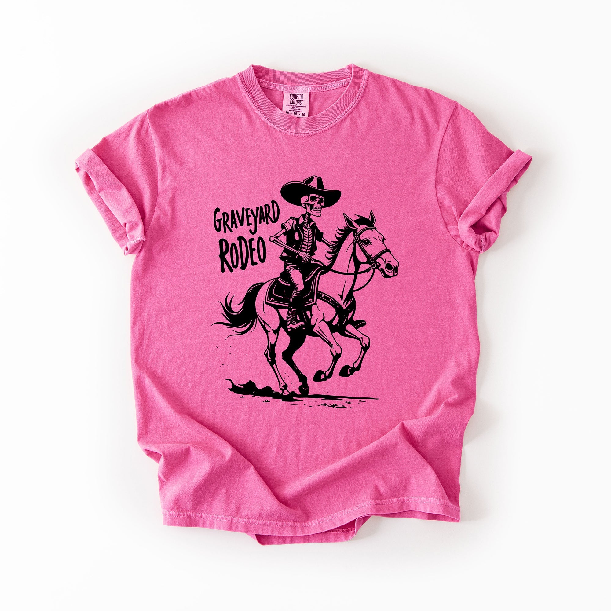 Graveyard Rodeo, Cowboy Skeleton, Halloween Comfort Colors Tee