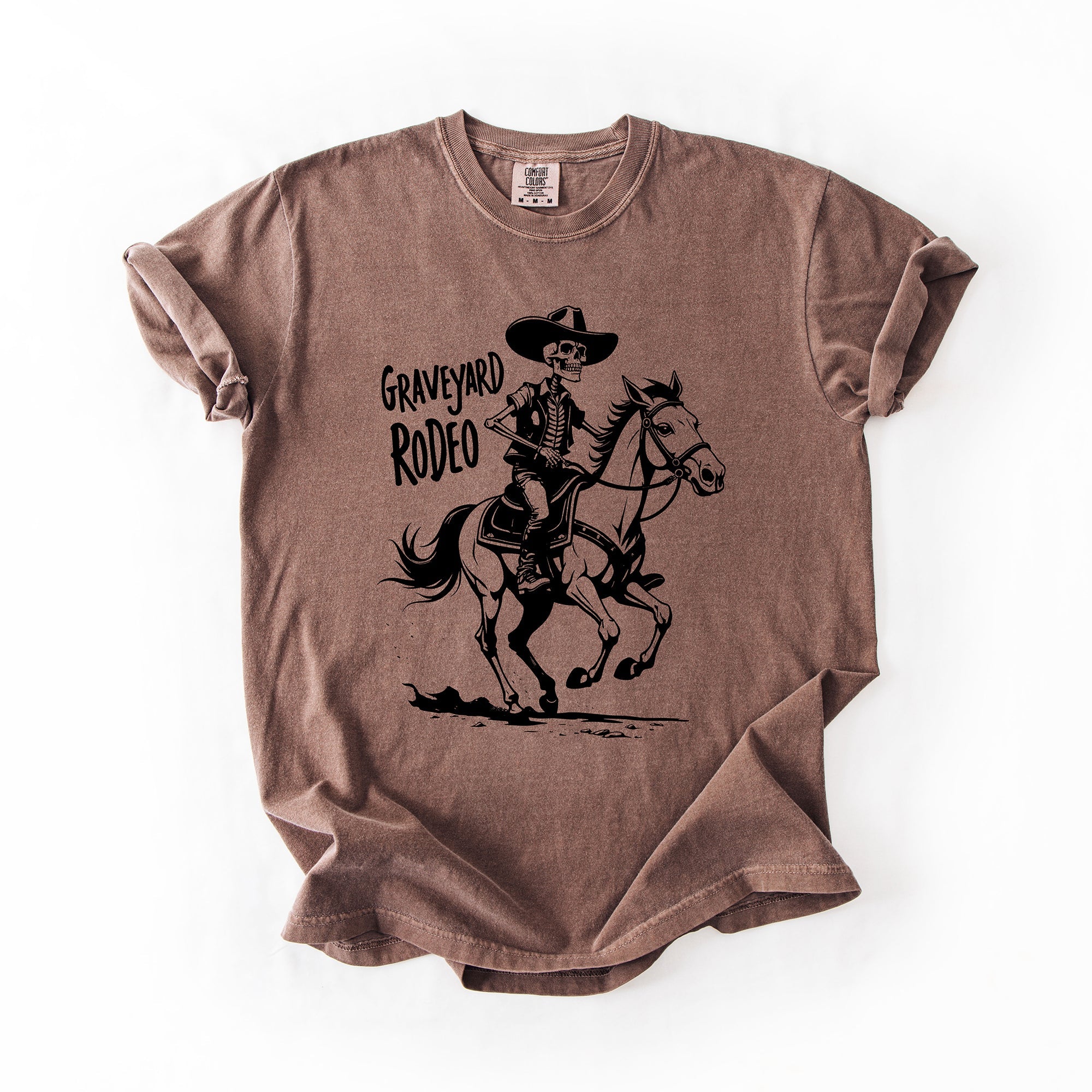 Graveyard Rodeo, Cowboy Skeleton, Halloween Comfort Colors Tee