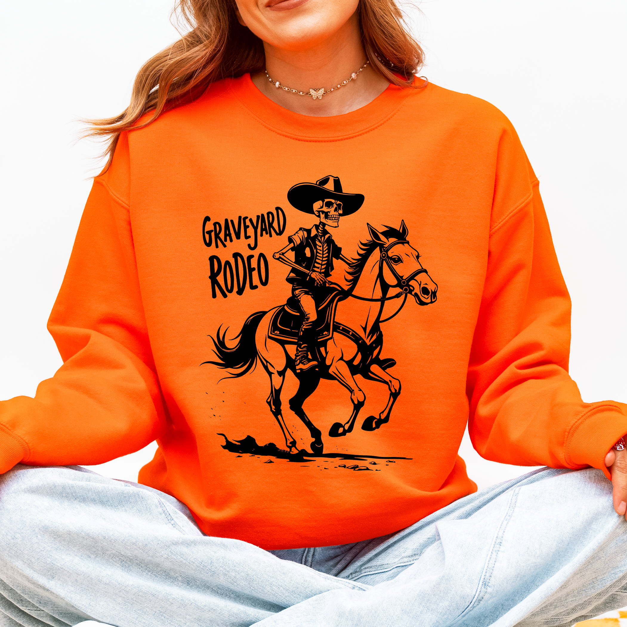 Graveyard Rodeo Cowboy Skeleton Sweatshirt