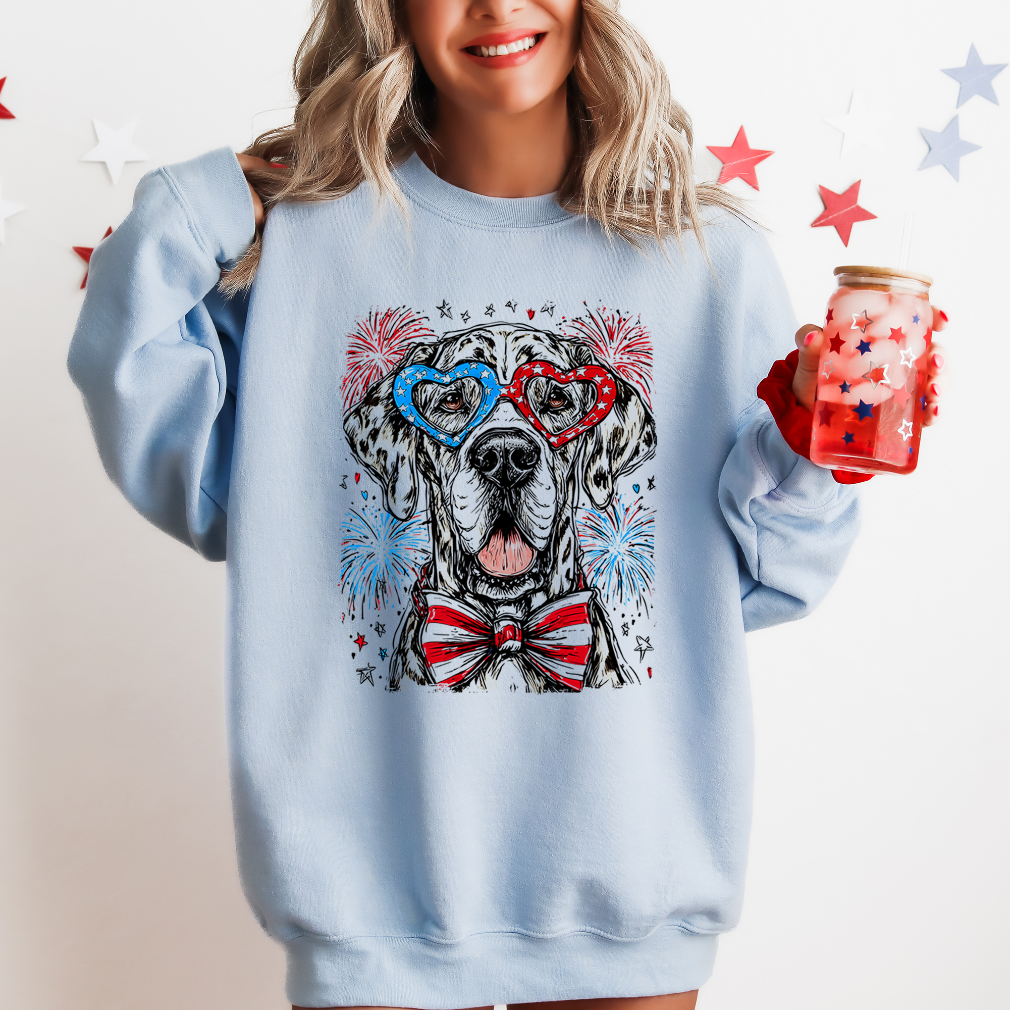 Great Dane Patriotic Dog 4th Of July USA Pride For Pet Lover Premium Cozy Sweatshirt