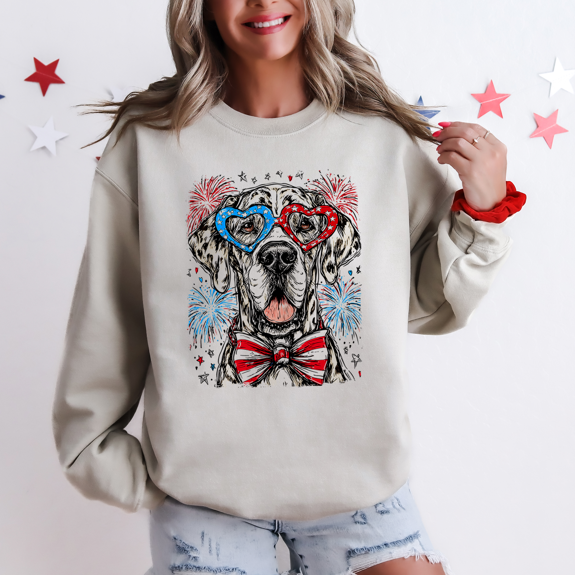 Great Dane Patriotic Dog 4th Of July USA Pride For Pet Lover Premium Cozy Sweatshirt