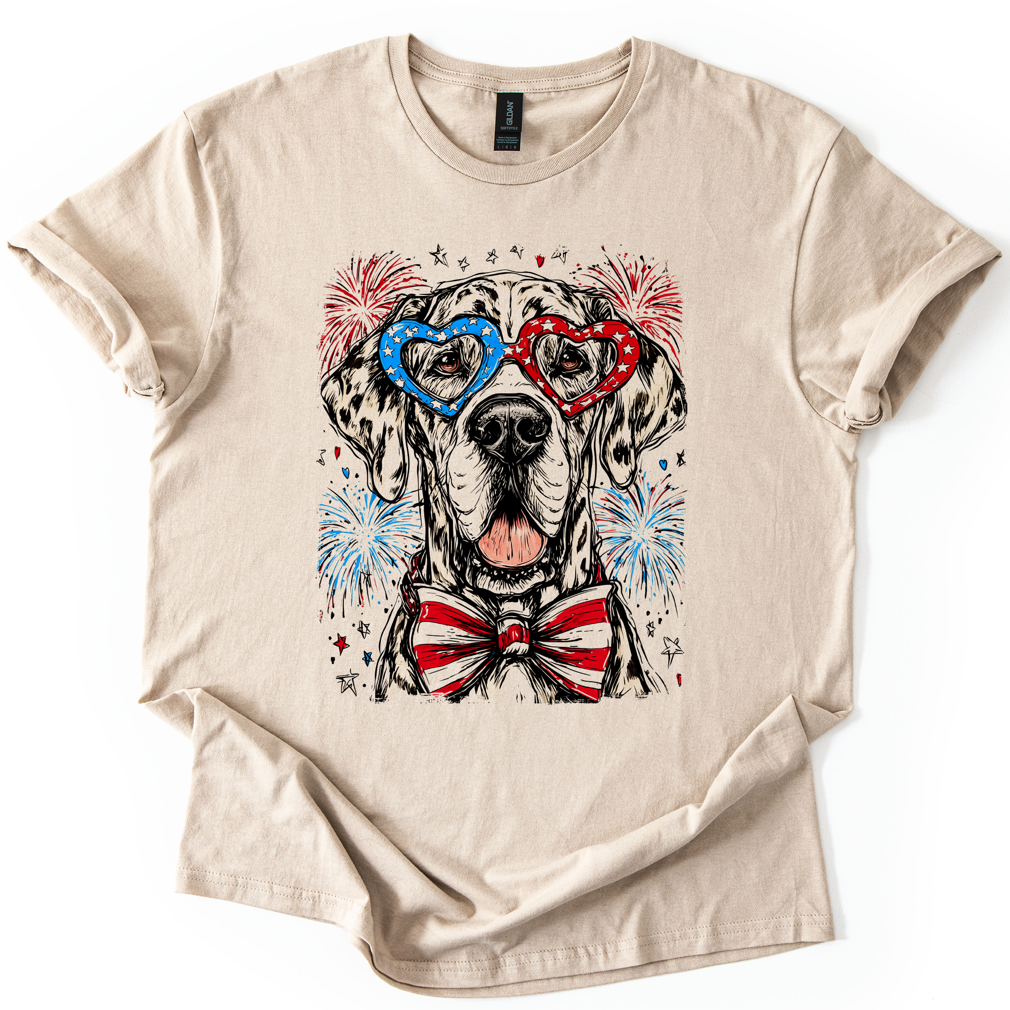 Great Dane Patriotic Dog USA Fourth Of July Pet Lover Celebrate Freedom Graphic Tee